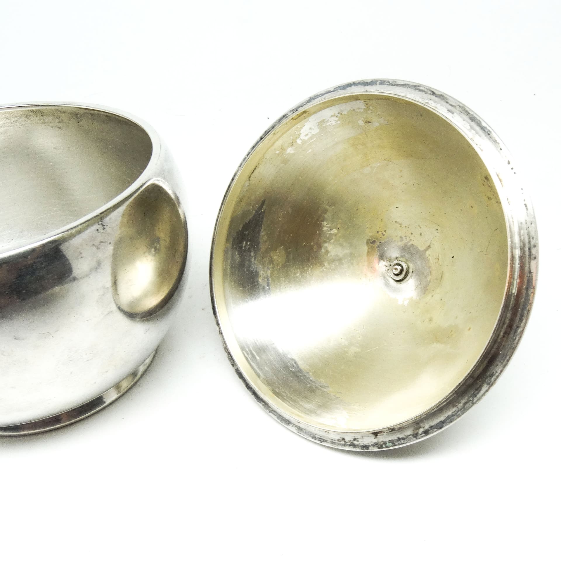 Art Deco sugar bowl, silver-plated brass, WMF, Poland, 1930s. - 189488