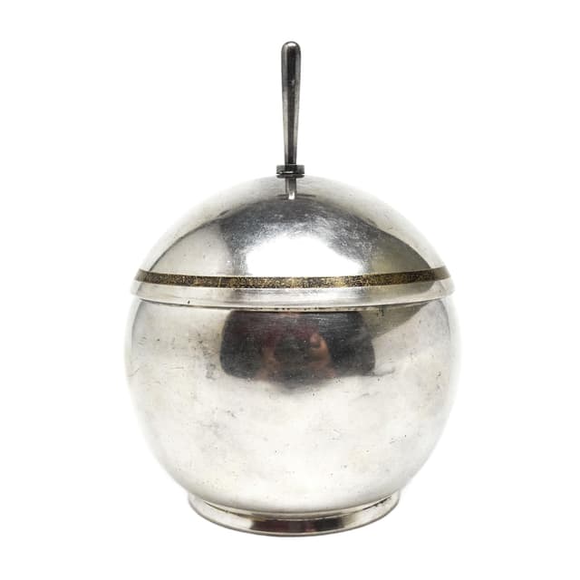 Art Deco sugar bowl, silver-plated brass, WMF, Poland, 1930s. - DIMENSION