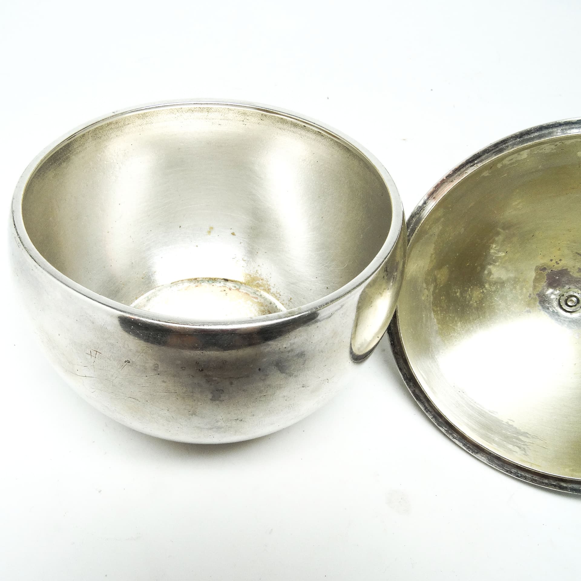 Art Deco sugar bowl, silver-plated brass, WMF, Poland, 1930s. - 189489