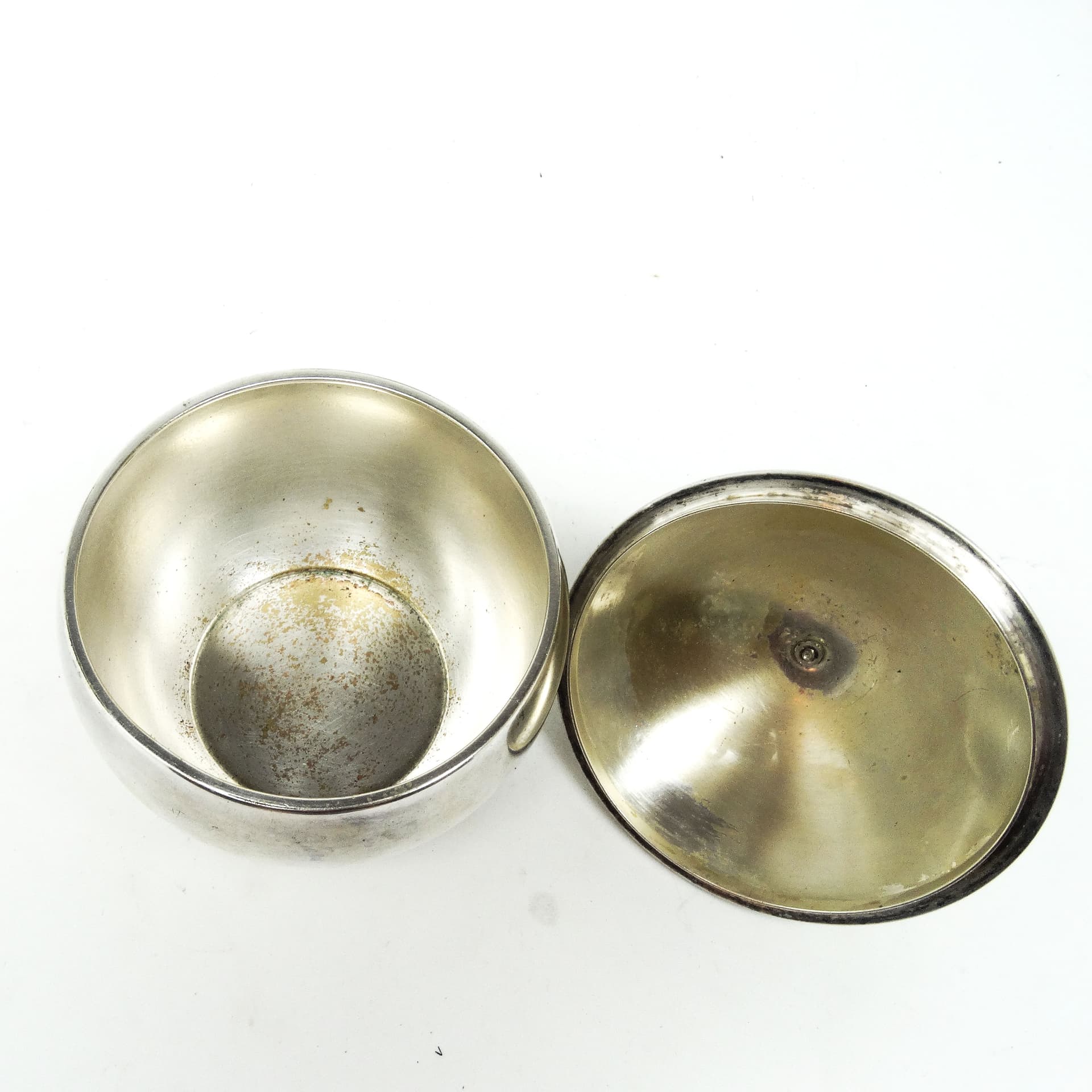 Art Deco sugar bowl, silver-plated brass, WMF, Poland, 1930s. - 189490