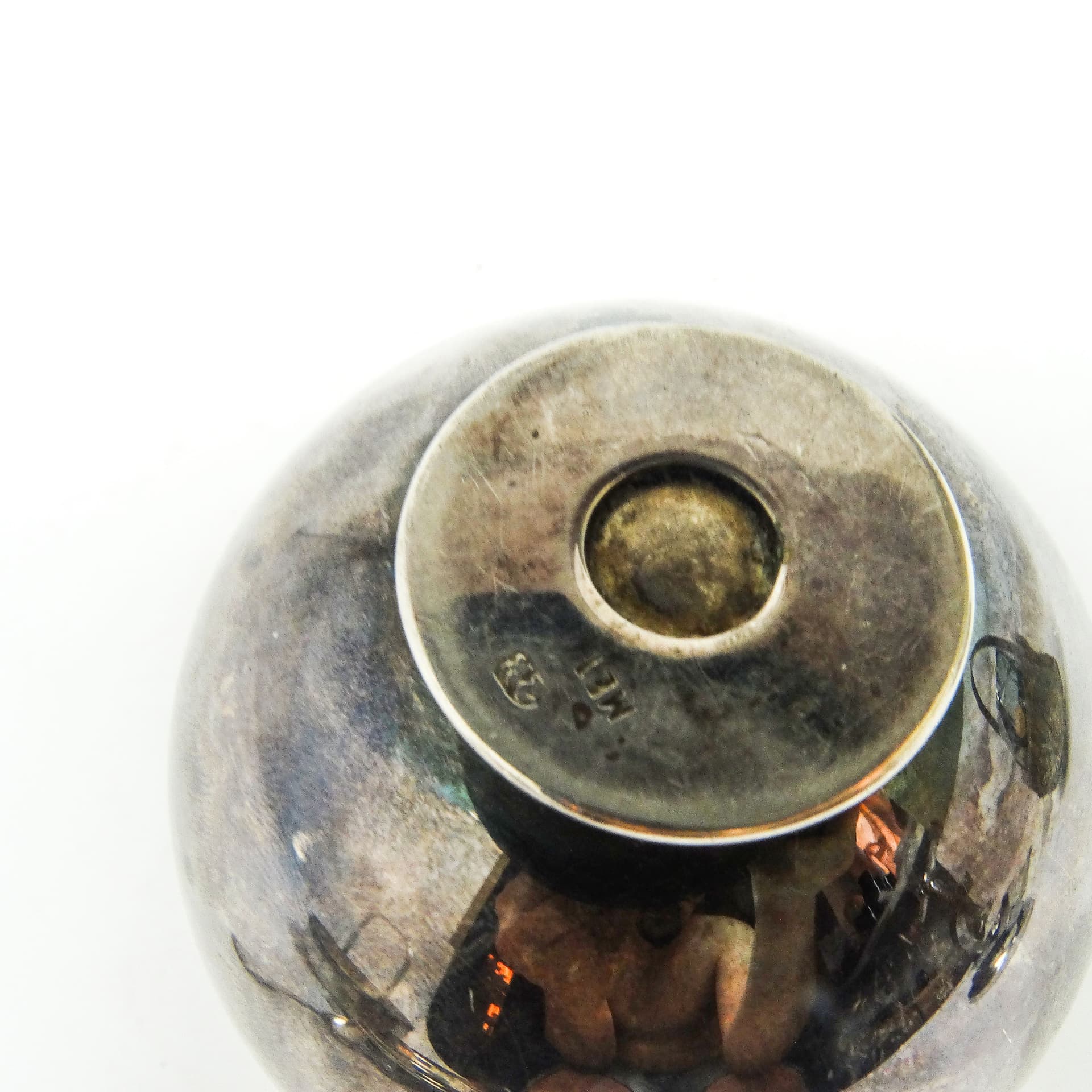 Cukiernica mid-century modern, mosiądz srebrzony, Polska, lata 60. - 189551