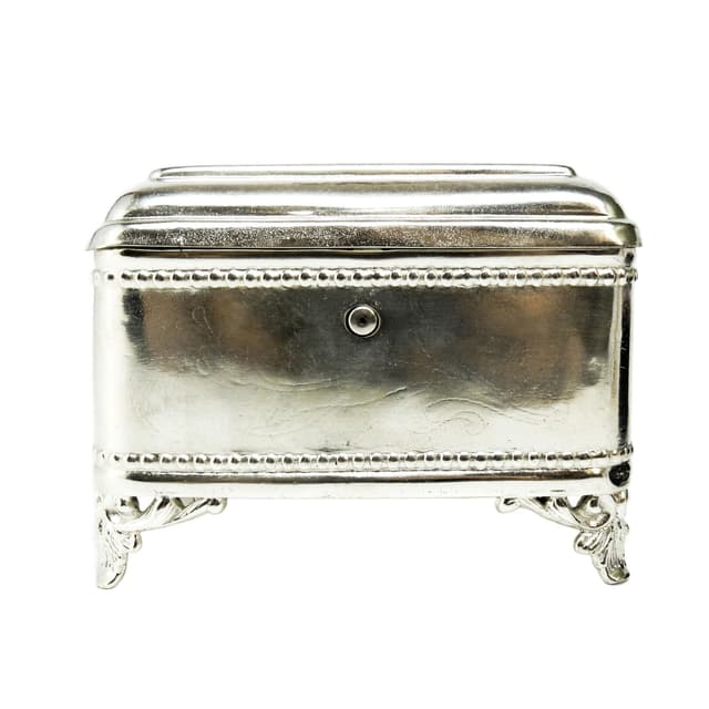 Sugar bowl, Eclectic, silver-plated brass, Poland, 19th c. - DIMENSION