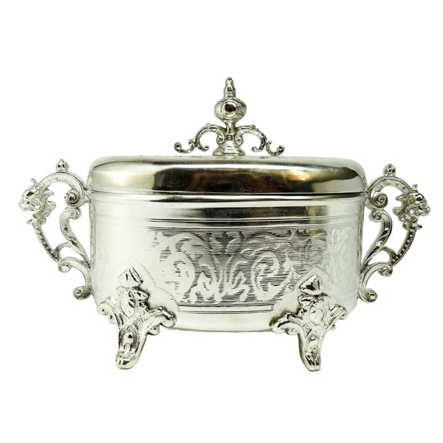 Sugar bowl, Eclecticism, silver-plated brass, Poland, 19th c. - DIMENSION