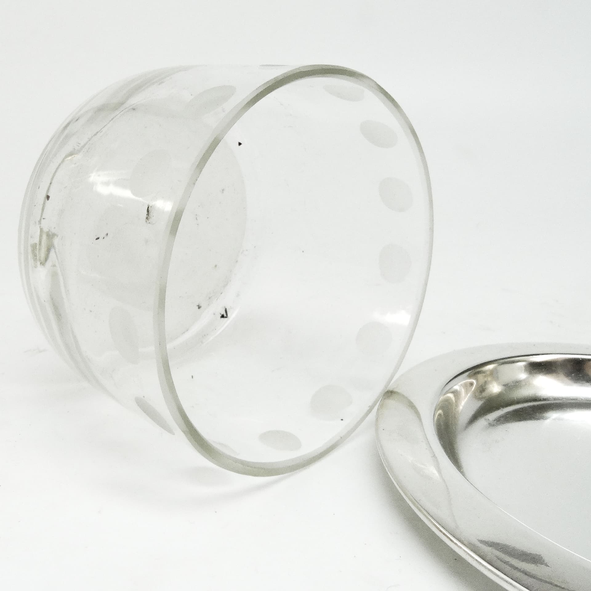 Cukiernica Art Deco, mosiądz srebrzony, szkło, Bracia Henneberg, Polska, lata 30. - 189686