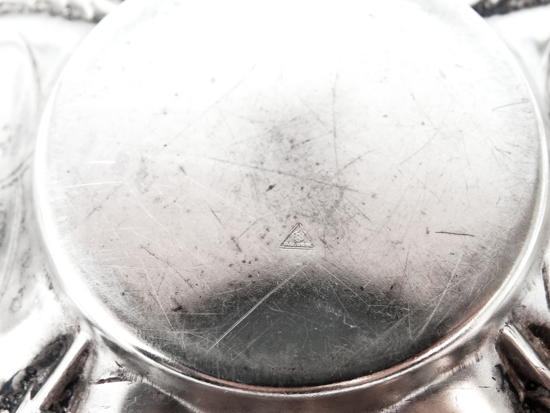 Kabaret na kieliszki do wódki Art Deco, mosiądz srebrzony, Polska, lata 30. - 189705