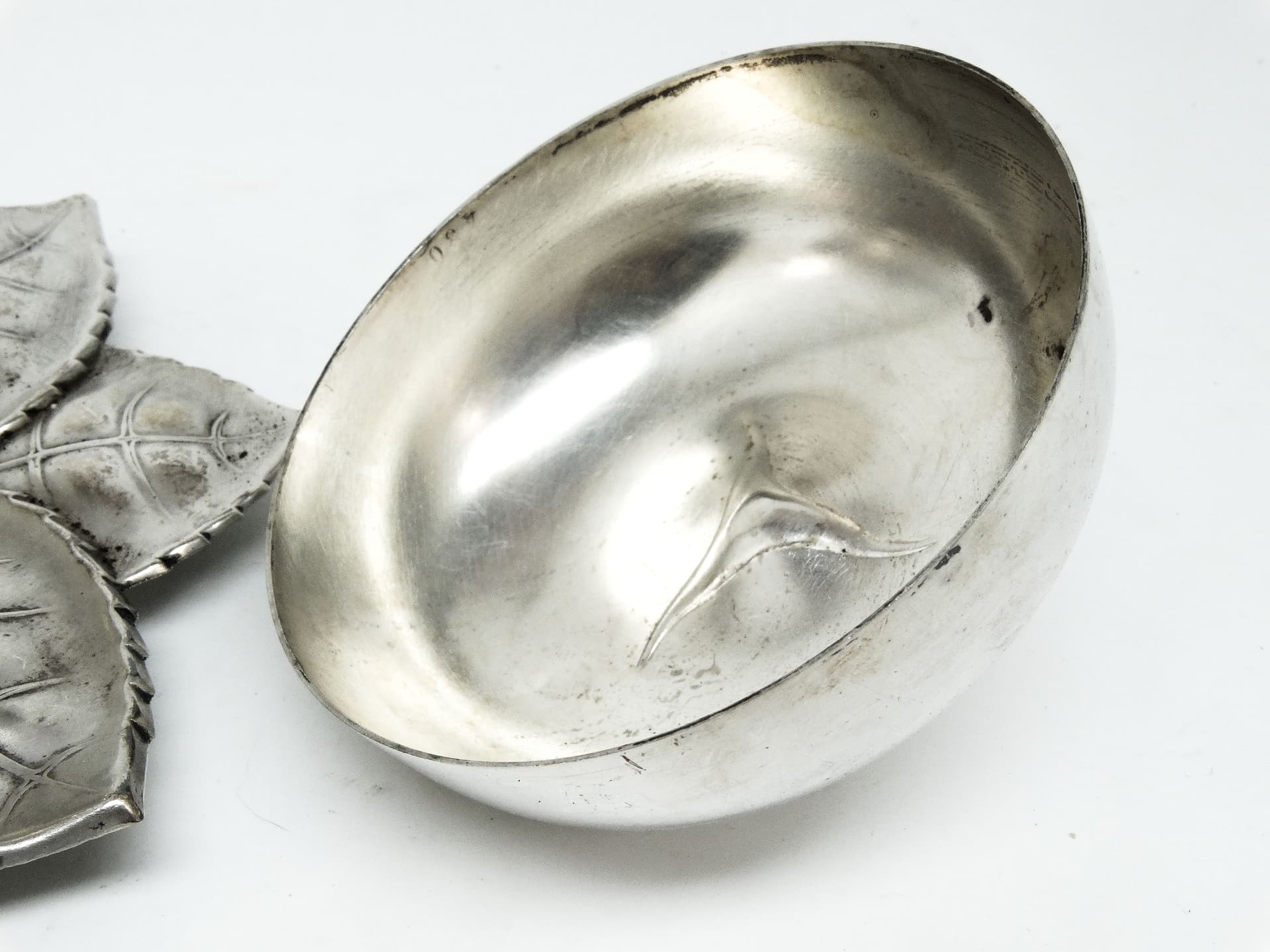 Kabaret na kieliszki do wódki Art Deco, mosiądz srebrzony, Polska, lata 30. - 189701