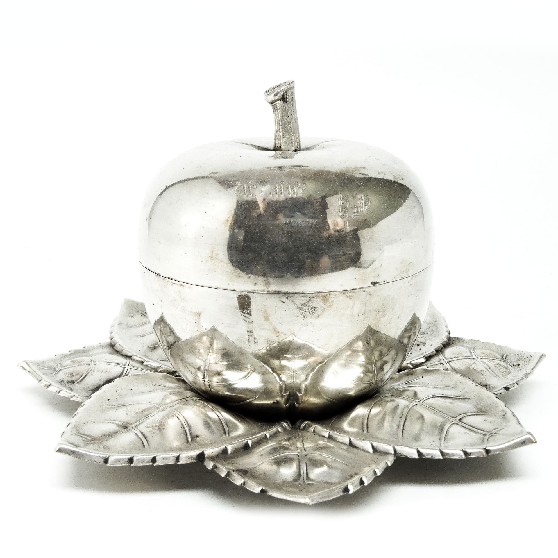 Kabaret na kieliszki do wódki Art Deco, mosiądz srebrzony, Polska, lata 30. - 189700