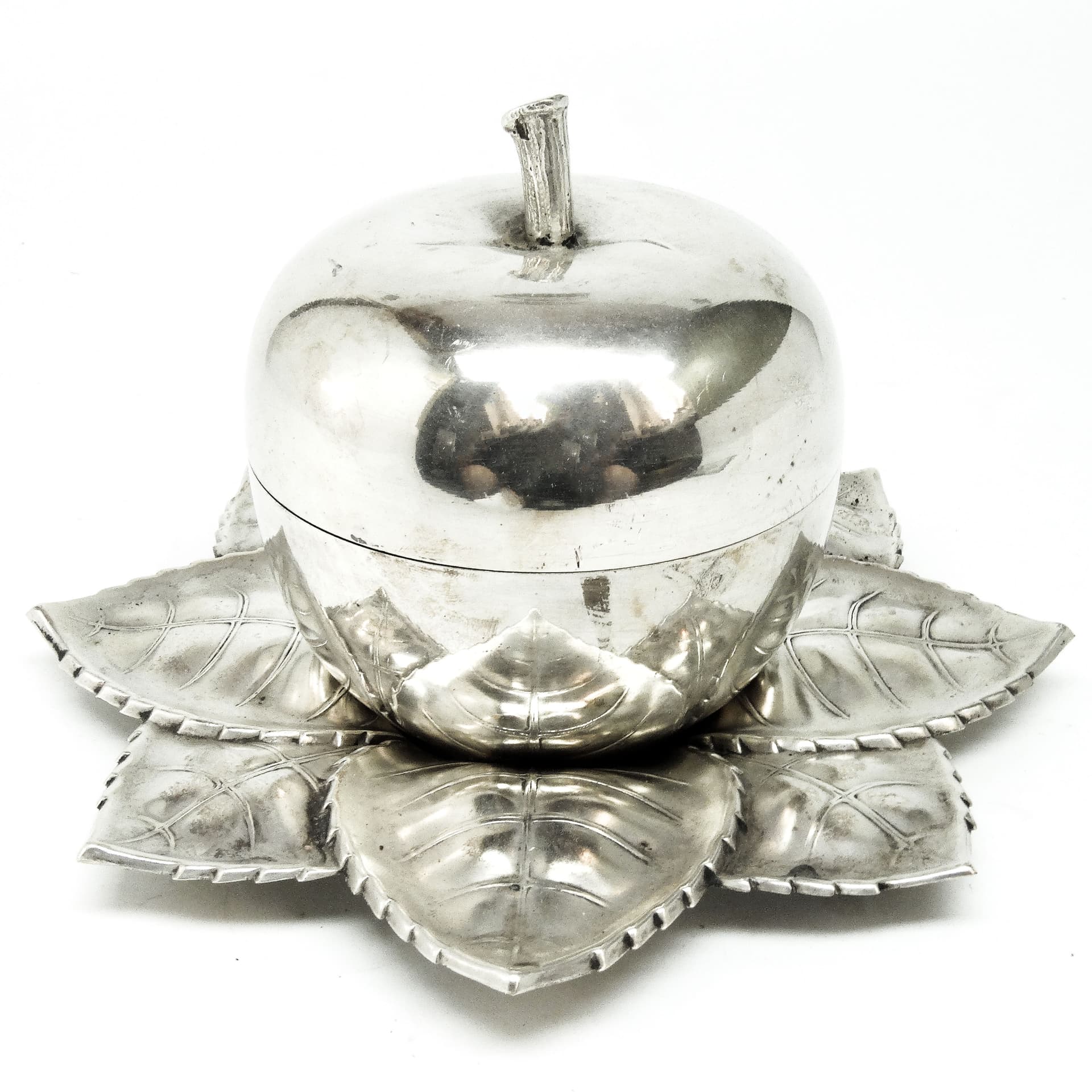 Kabaret na kieliszki do wódki Art Deco, mosiądz srebrzony, Polska, lata 30. - 189702