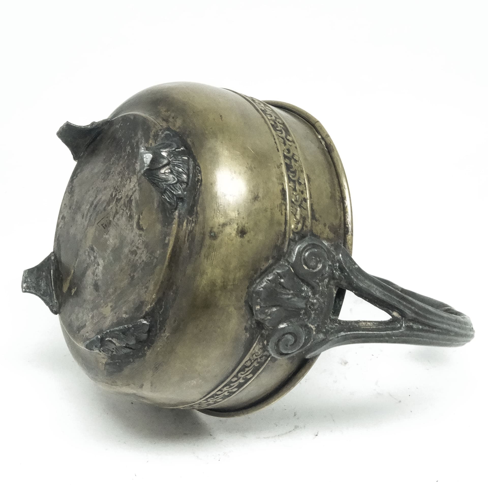 Sugar bowl, Eclectic, silver-plated brass, pewter, Poland, 1930s. - 189767