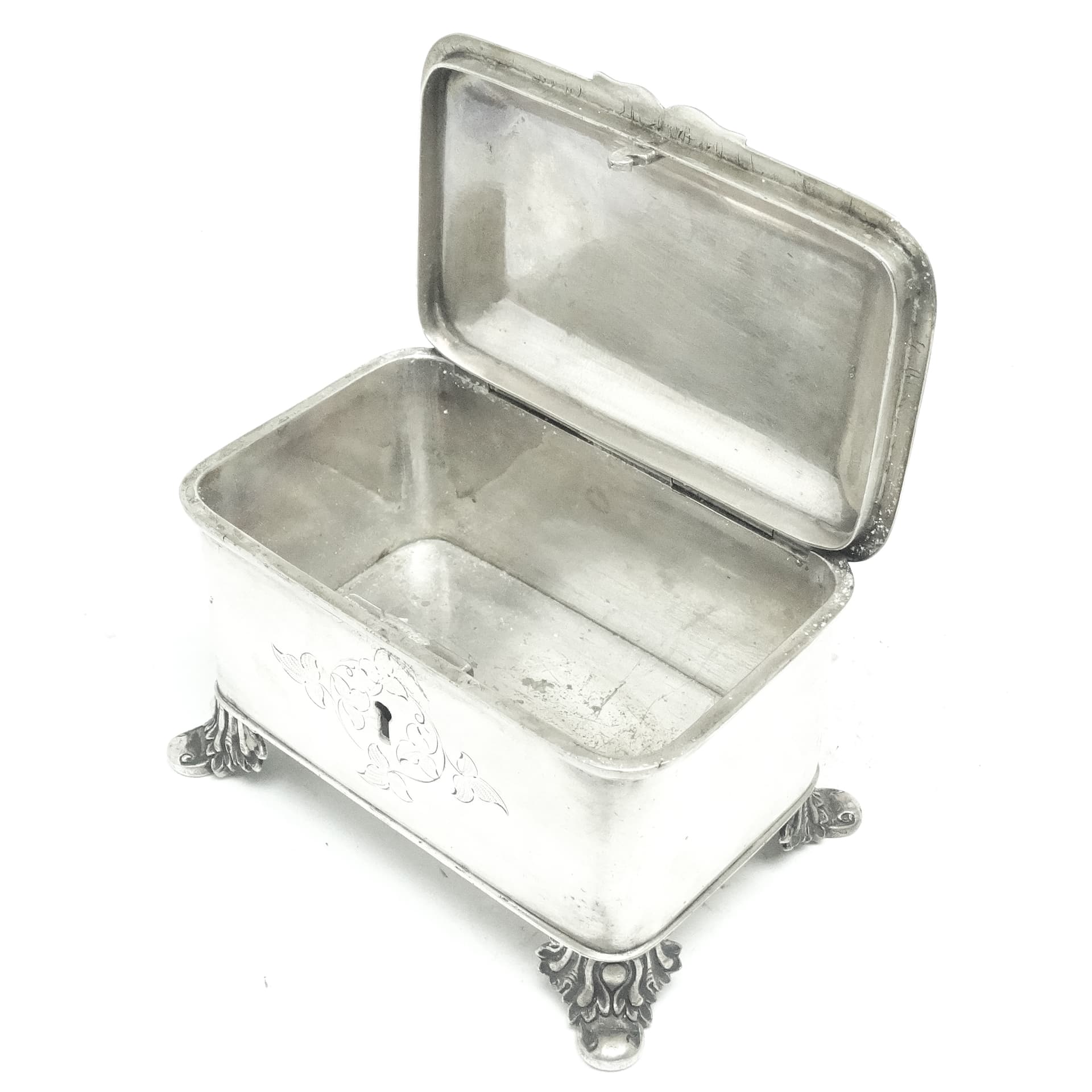 Cukiernica Biedermeier, mosiądz srebrzony, Polska, lata 20. - 189819