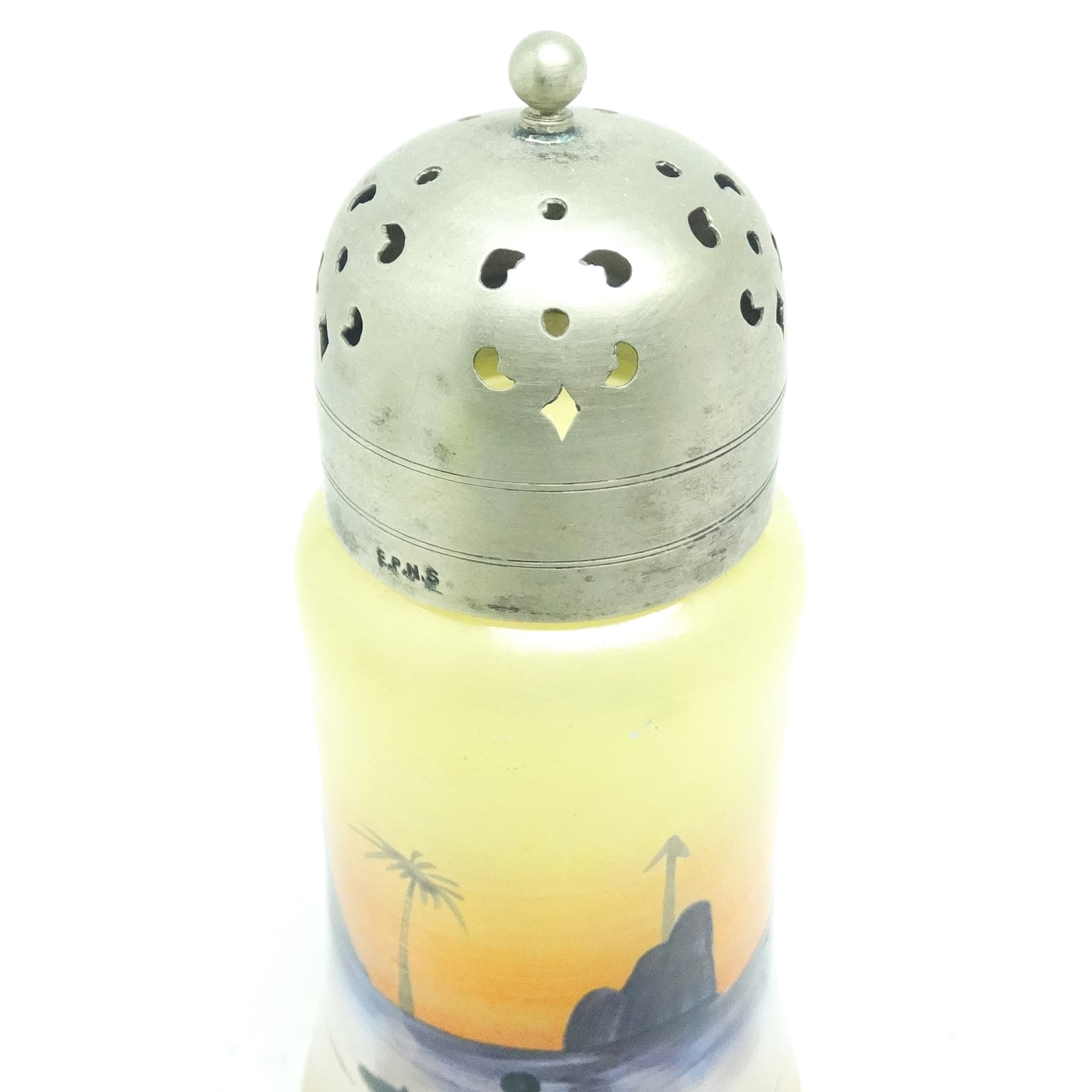 Cukiernica Art Deco, szkło ręcznie zdobione, mosiądz srebrzony, Wielka Brytania, lata 30. - 189834