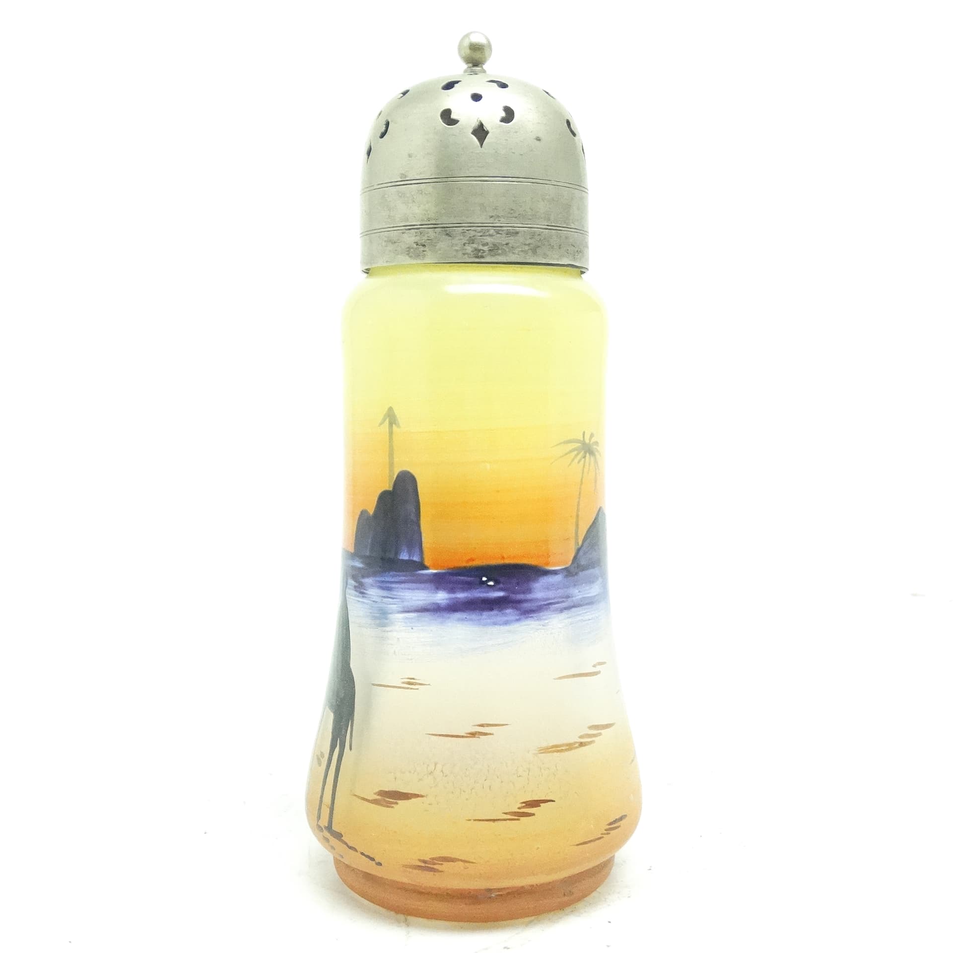 Cukiernica Art Deco, szkło ręcznie zdobione, mosiądz srebrzony, Wielka Brytania, lata 30. - 189836