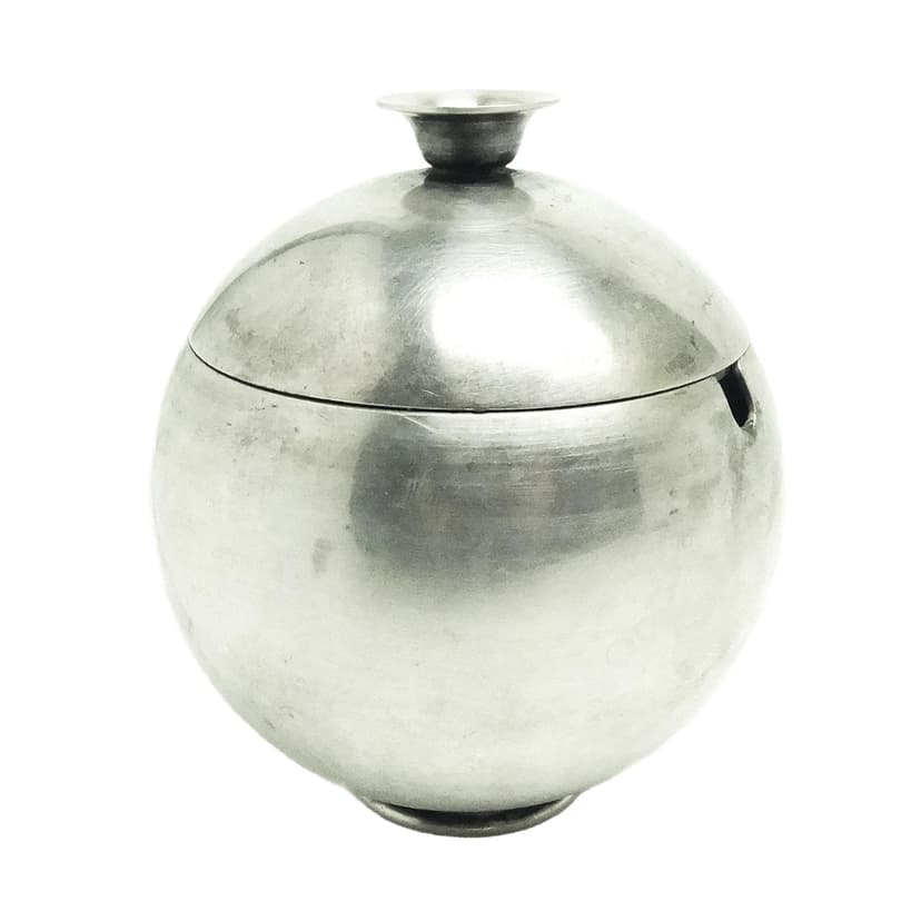 Cukiernica mid-century modern, mosiądz srebrzony, HEFRA, Polska, lata 60.