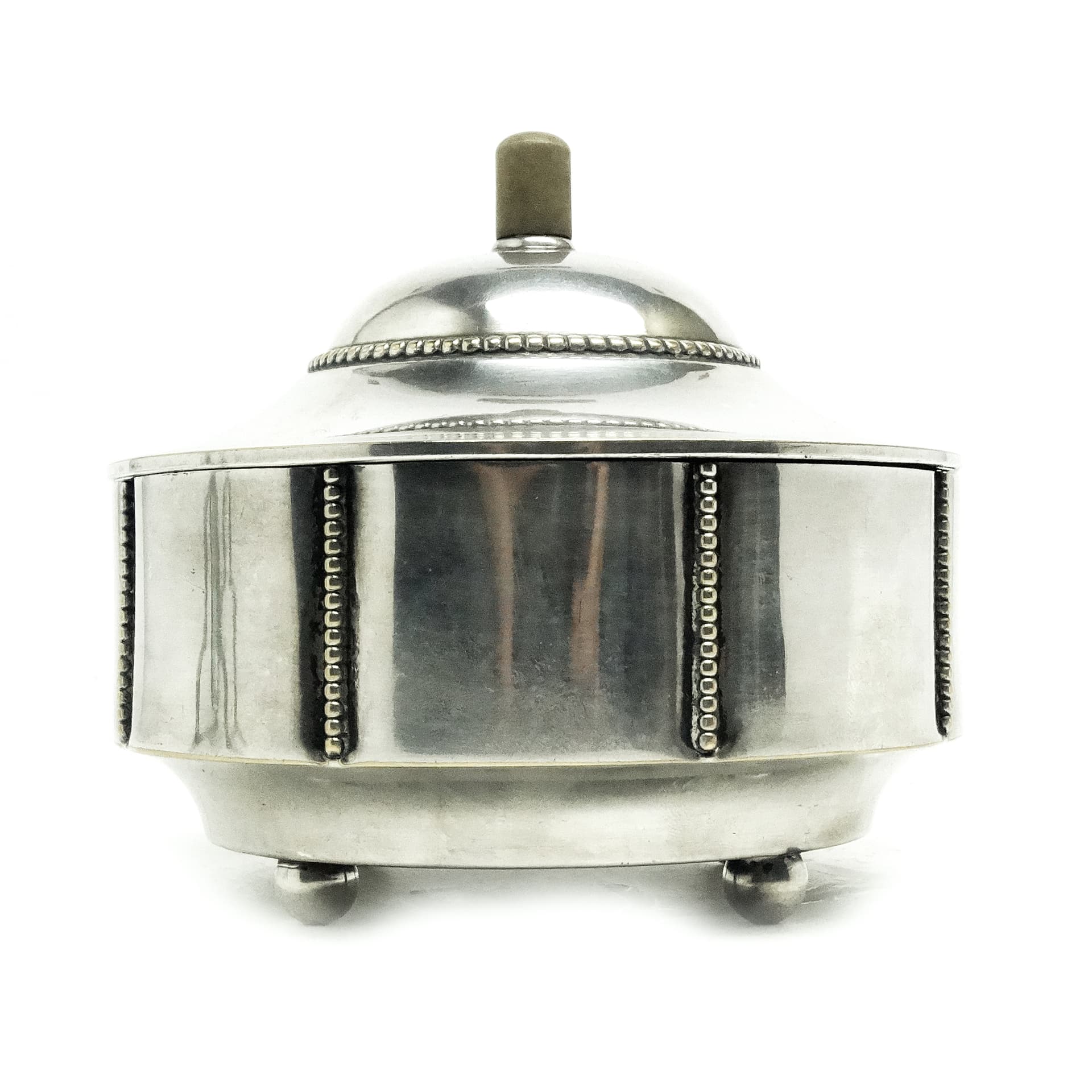 Cukiernica Art Deco, mosiądz srebrzony, Niemcy, lata 30. - 189921