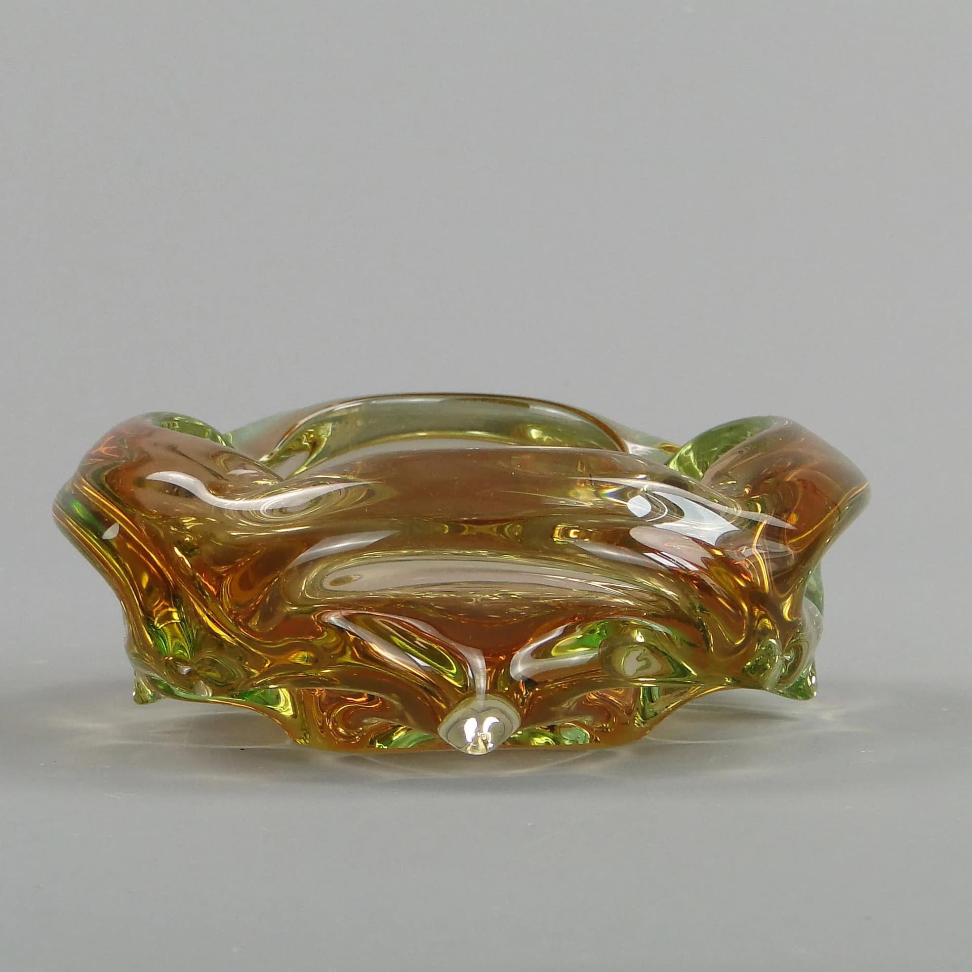Art Glass Bowl, multicolor glass, by J. Beranek, Skrdlovice, Czechoslovakia, 1960s. - 13181