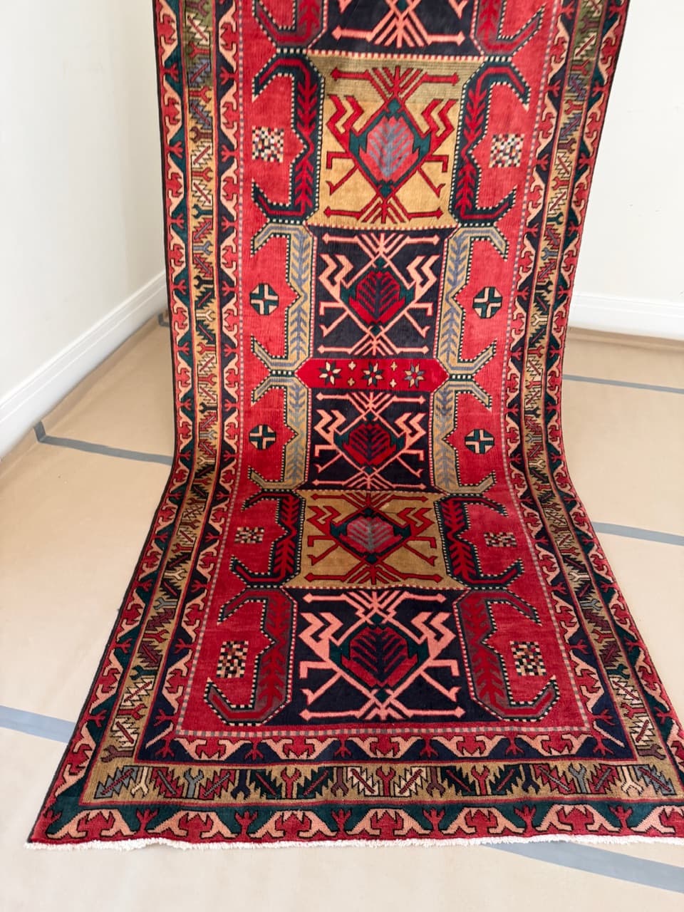 Runner Hamadan Kazak 325x140 cm, multicolor wool, Iran - 190030