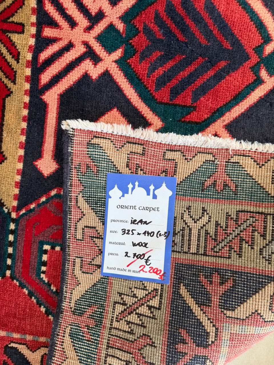 Runner Hamadan Kazak 325x140 cm, multicolor wool, Iran - 190039