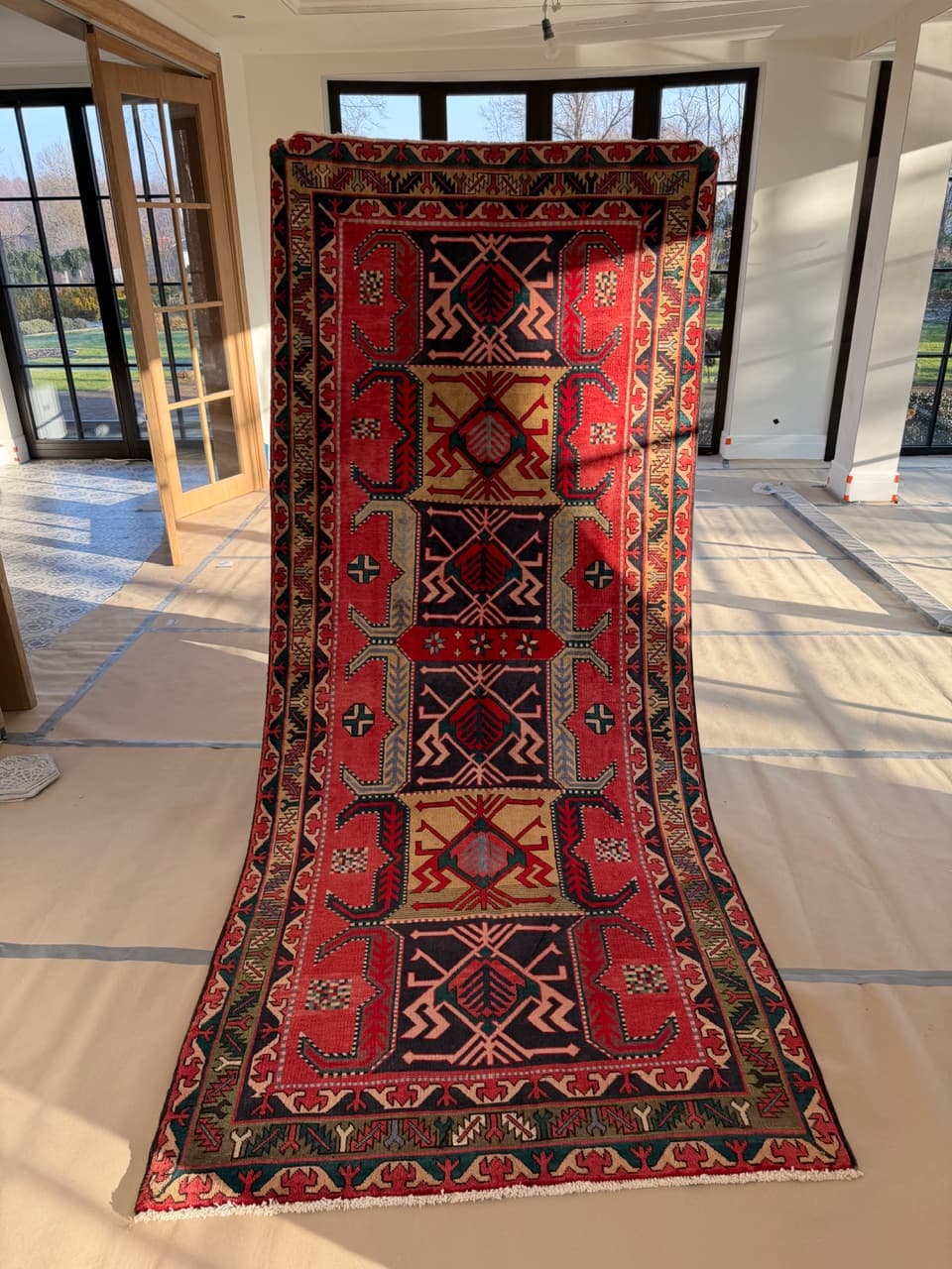 Runner Hamadan Kazak 325x140 cm, multicolor wool, Iran - 190040