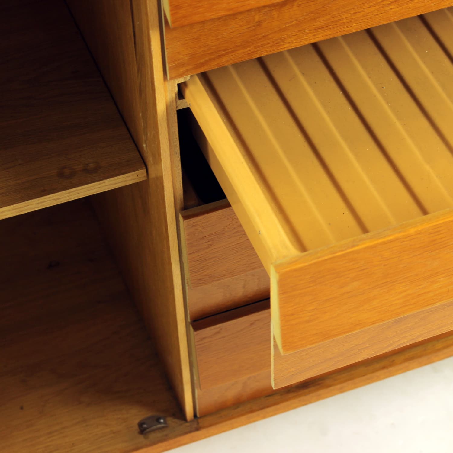 Highboard U 459, light brown oak, by J. Jiroutek, Interier Praha, Czechoslovakia, 1960s. - 190126