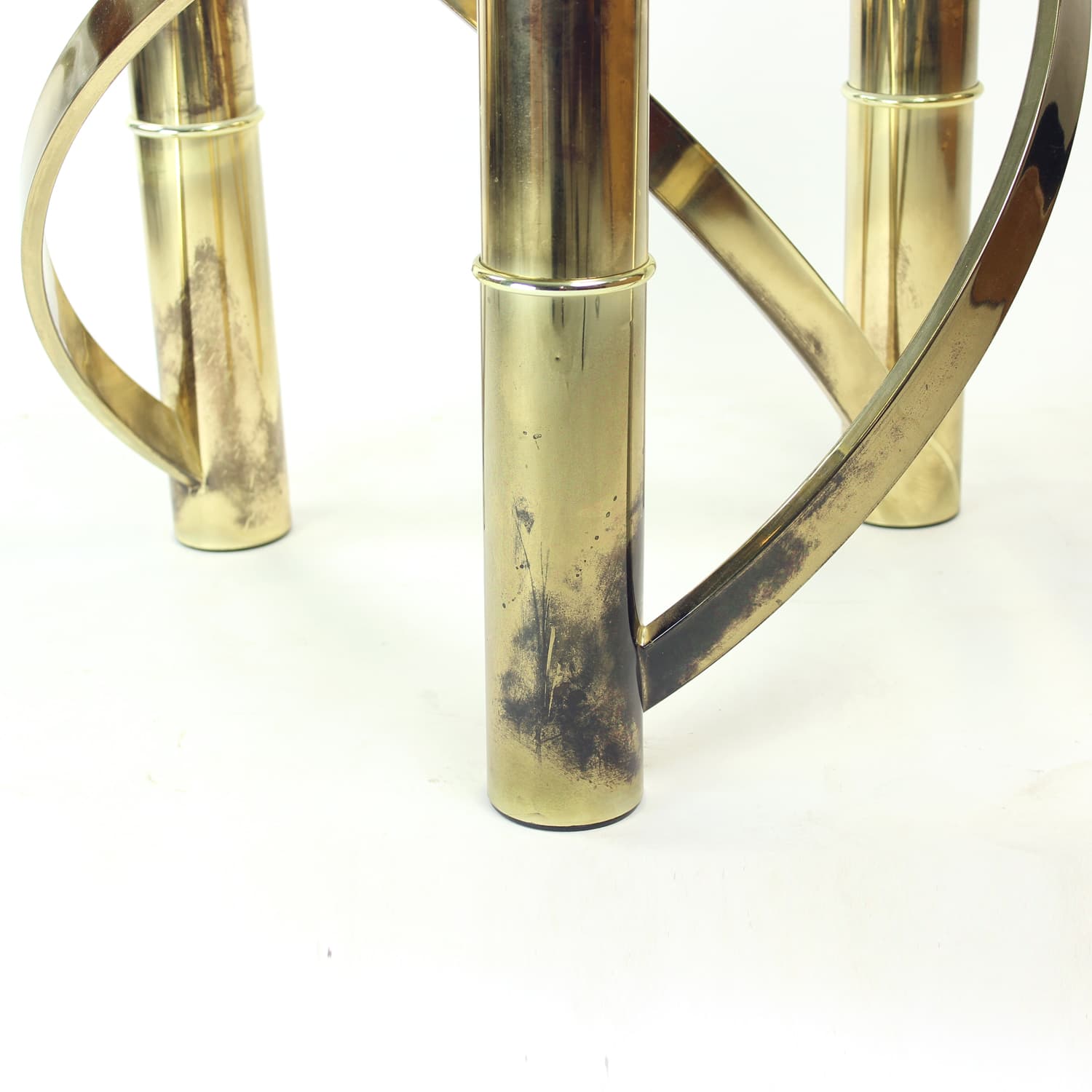 Stolik kawowy Swirl, szkło transparentne, mosiądz złoty, Włochy, lata 70. - 190151