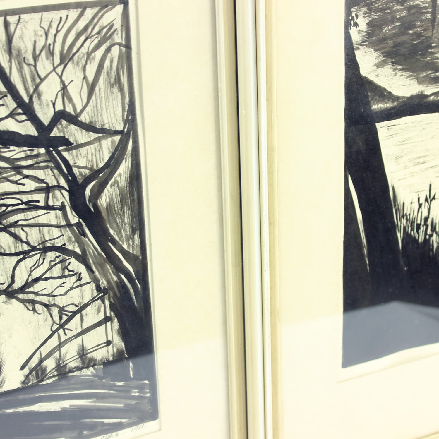 Zestaw dwóch rysunków, szary, papier, art. Sestak, lata 70. - 190157