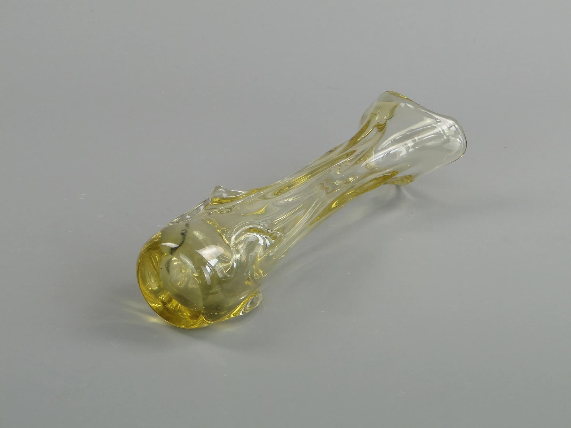 Wazon Sękacz, szkło żółty, Huta Wołomin, Polska, lata 70. - 13165