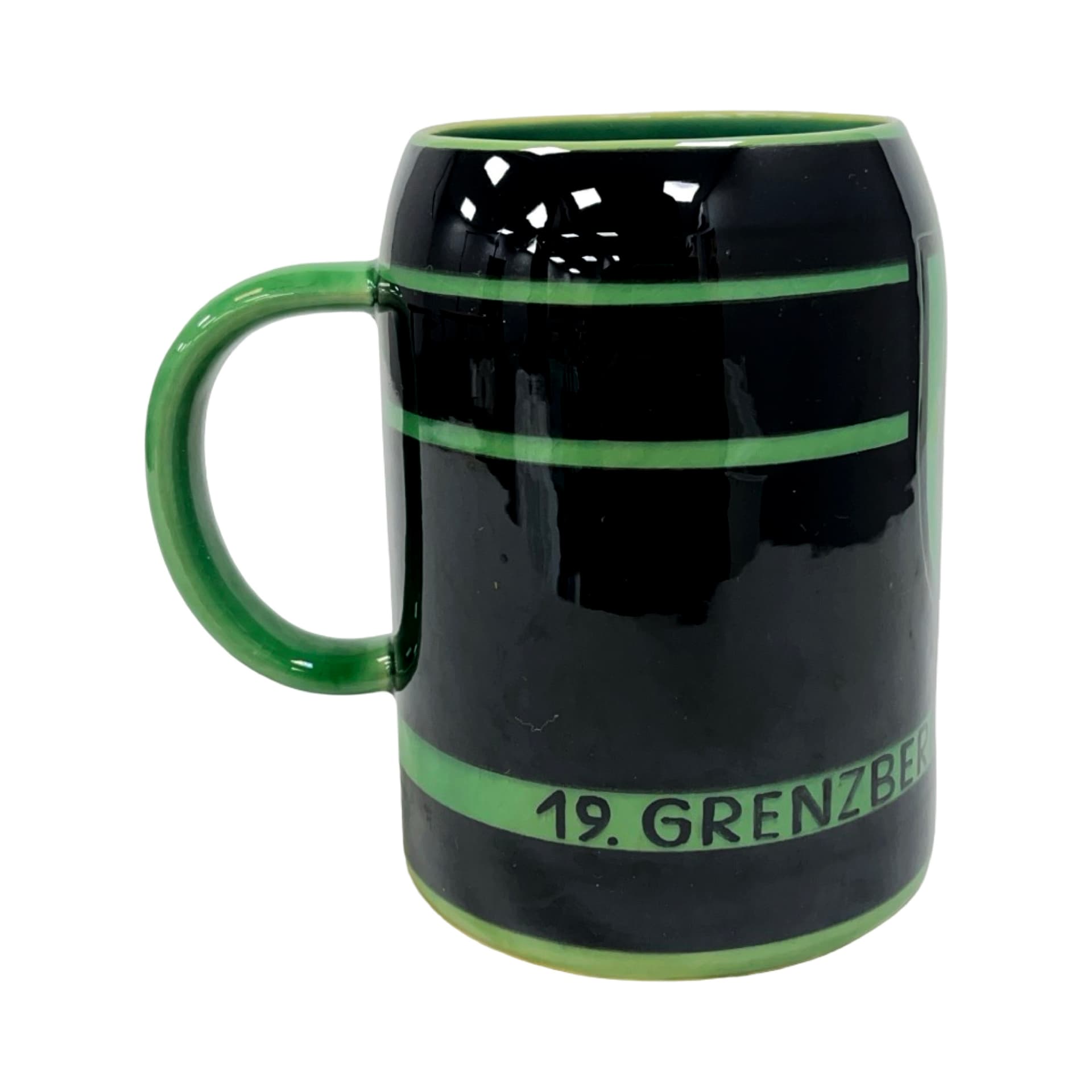 Kufel, czarny zielony, ceramika, Niemcy, lata 60. - 190280