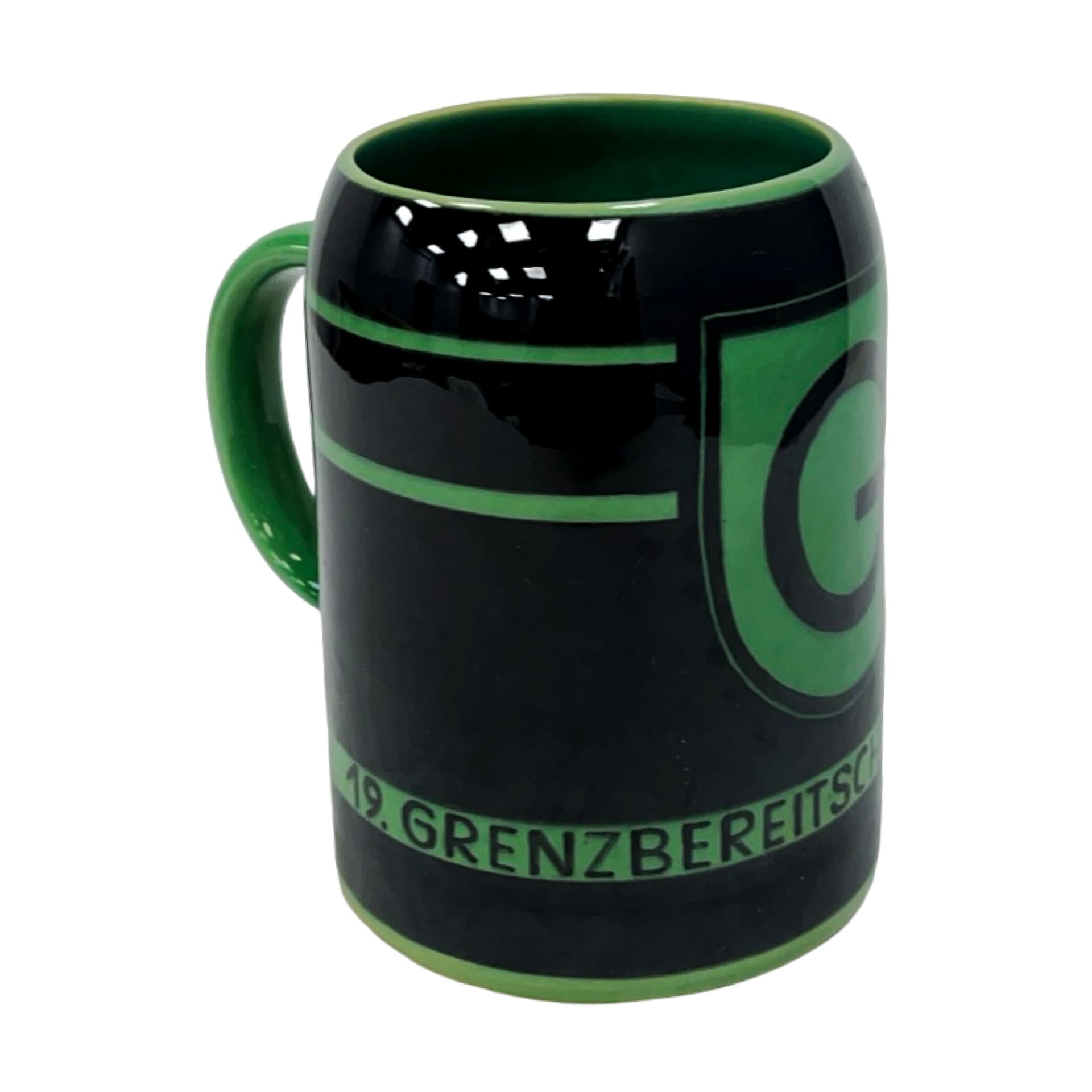 Kufel, czarny zielony, ceramika, Niemcy, lata 60. - 190277