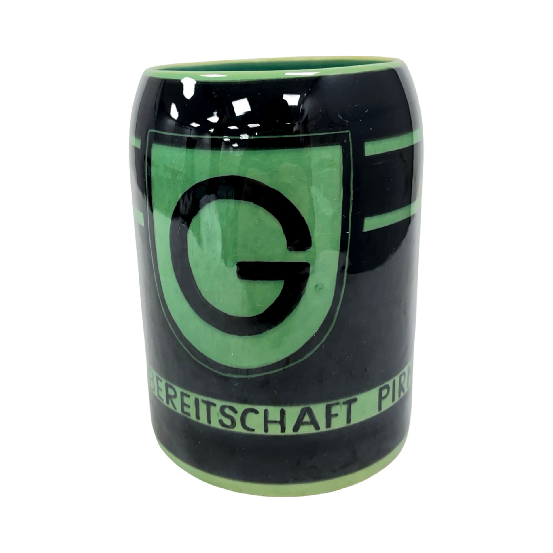 Kufel, czarny zielony, ceramika, Niemcy, lata 60. - 190282