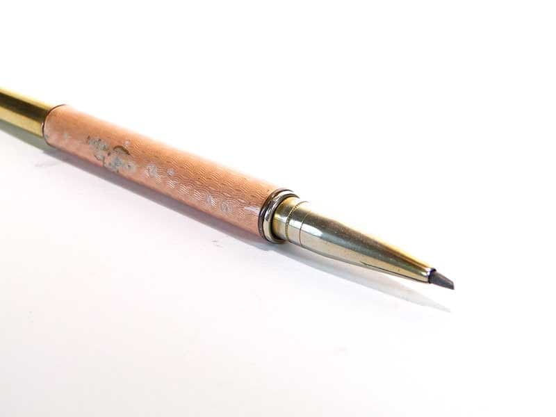 Ołówek mechaniczny secesyjny, różowy, mosiądz, Austria, początek XX w. - 190328