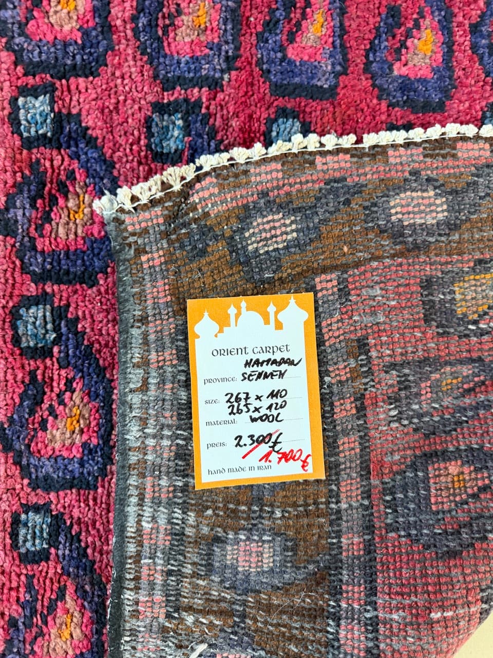 Runner Hamadan Senneh 267x120 cm, multicolor wool, Iran - 190370