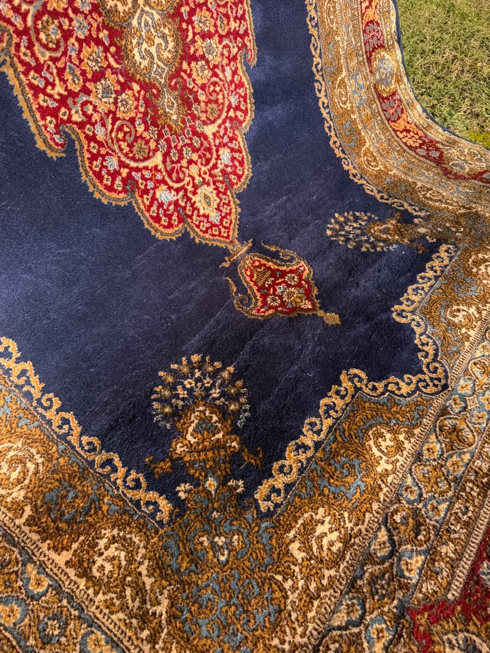 Rug Keshan 350x230 cm, navy blue, wool, Germany - 190399