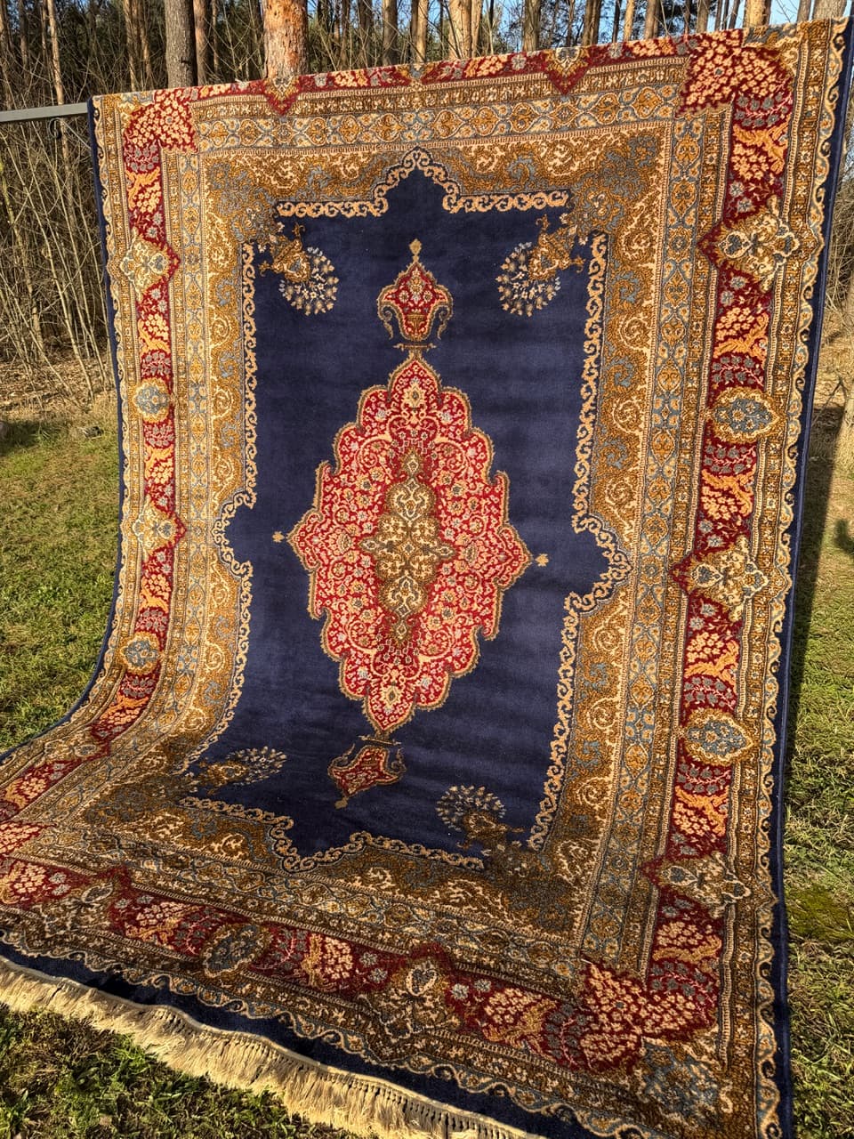 Rug Keshan 350x230 cm, navy blue, wool, Germany - 190407