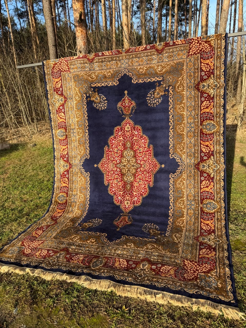 Rug Keshan 350x230 cm, navy blue, wool, Germany - 190406