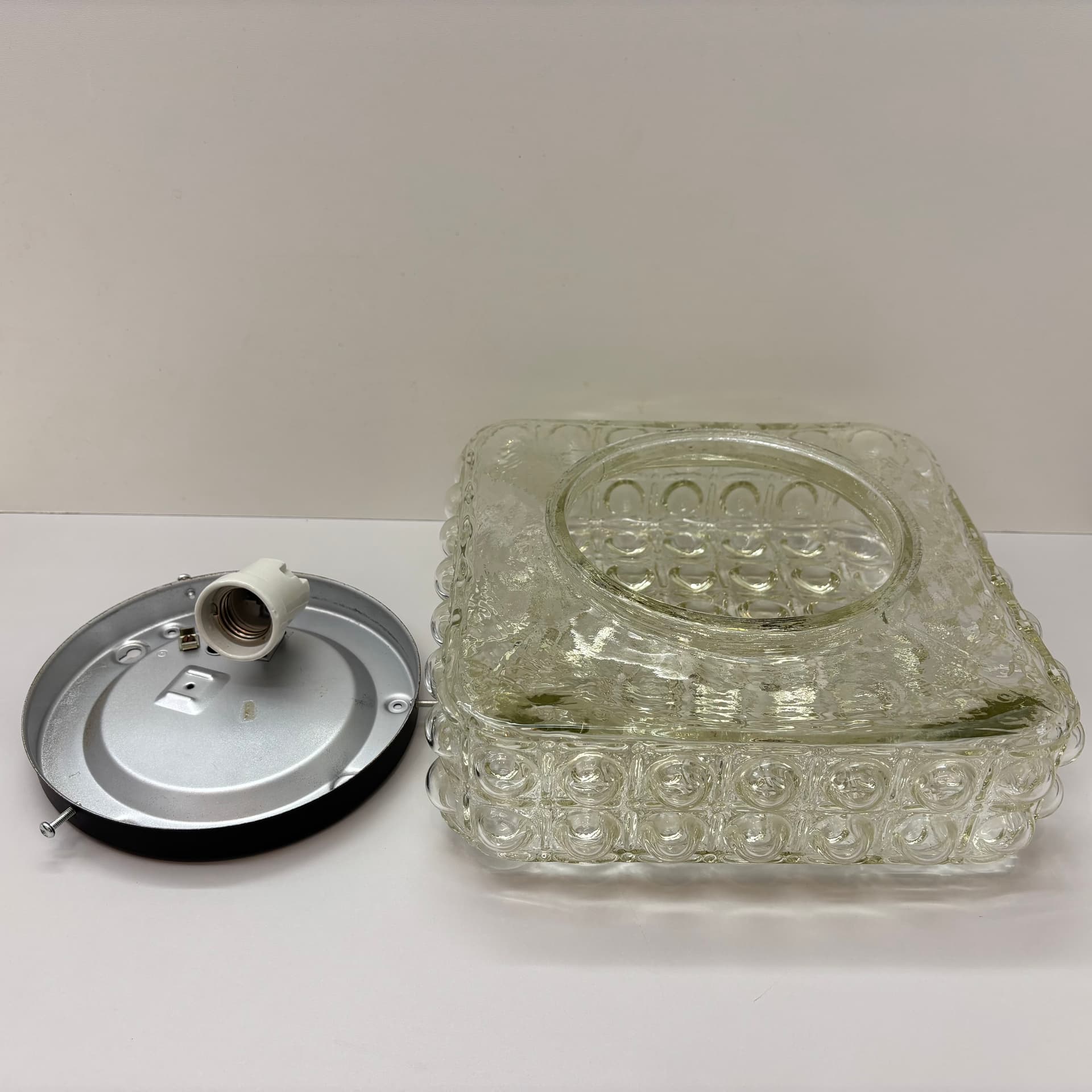 Plafon Bubble, szkło transparentne, Dania, lata 70. - 190497