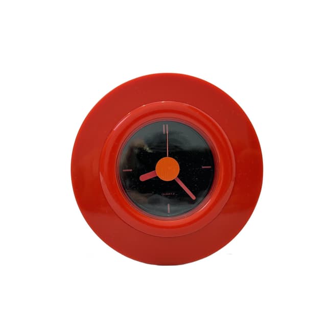 Zegar Memphis, czerwony, plastik, Niemcy, lata 80. - WYMIARY