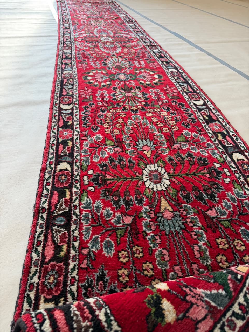 Runner Hamadan 600x80 cm, red, wool, Iran - 190543