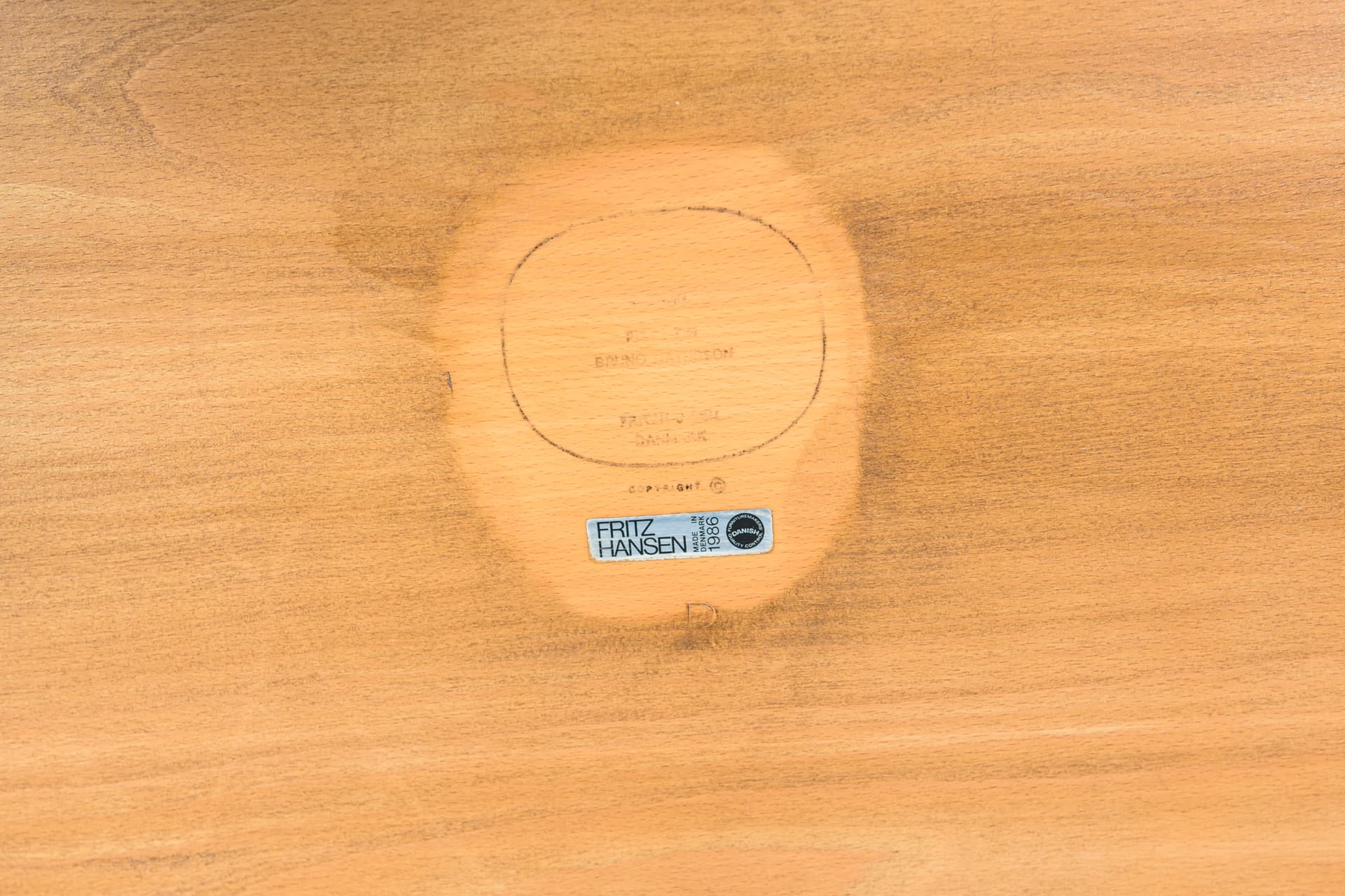 Stół Superellipse, buk jasnobrązowy, proj. P. Hein, B. Mathsson, Fritz Hansen, Dania, lata 80. - 190626