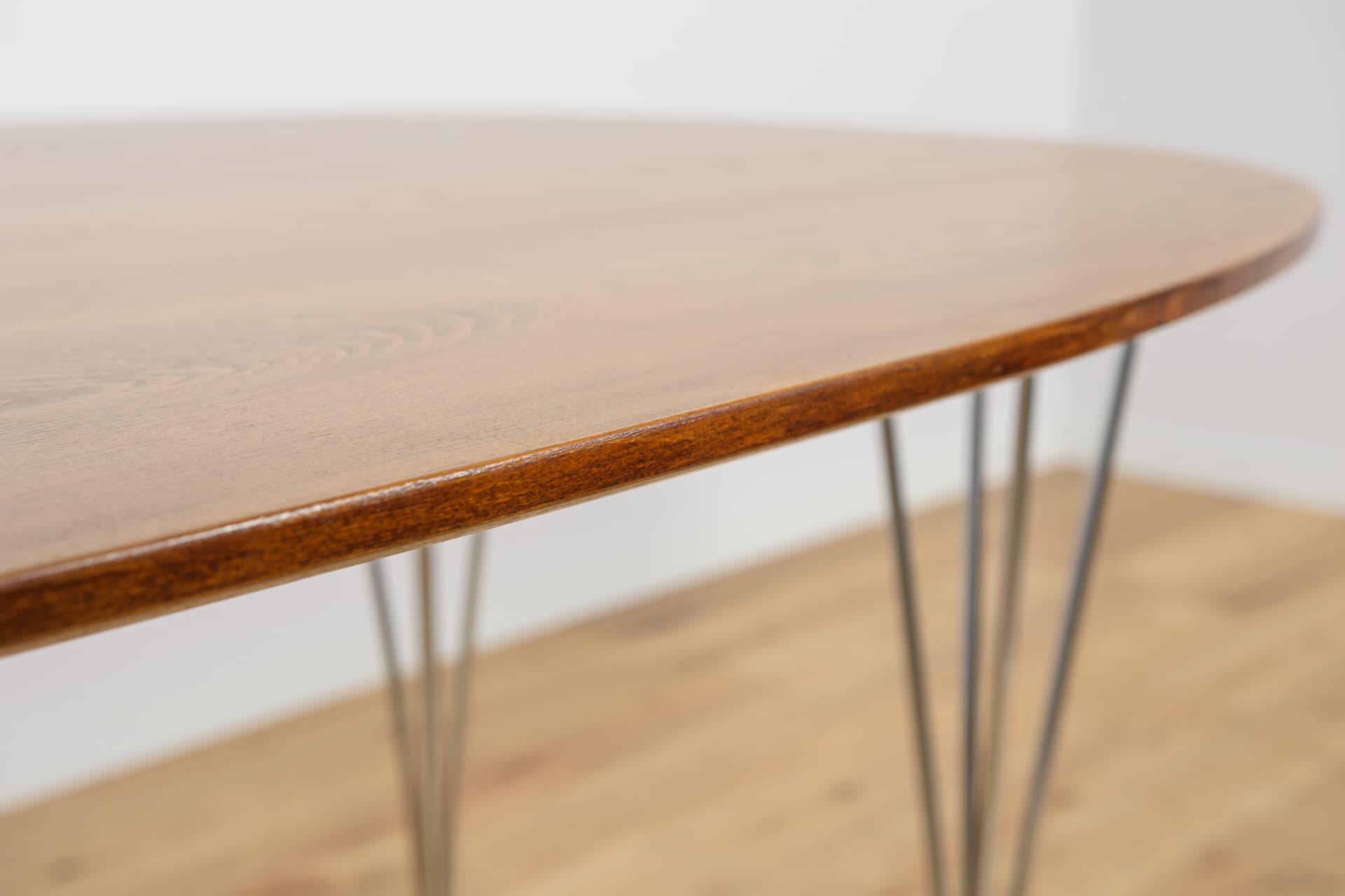 Stół Superellipse, buk jasnobrązowy, proj. P. Hein, B. Mathsson, Fritz Hansen, Dania, lata 80. - 190620