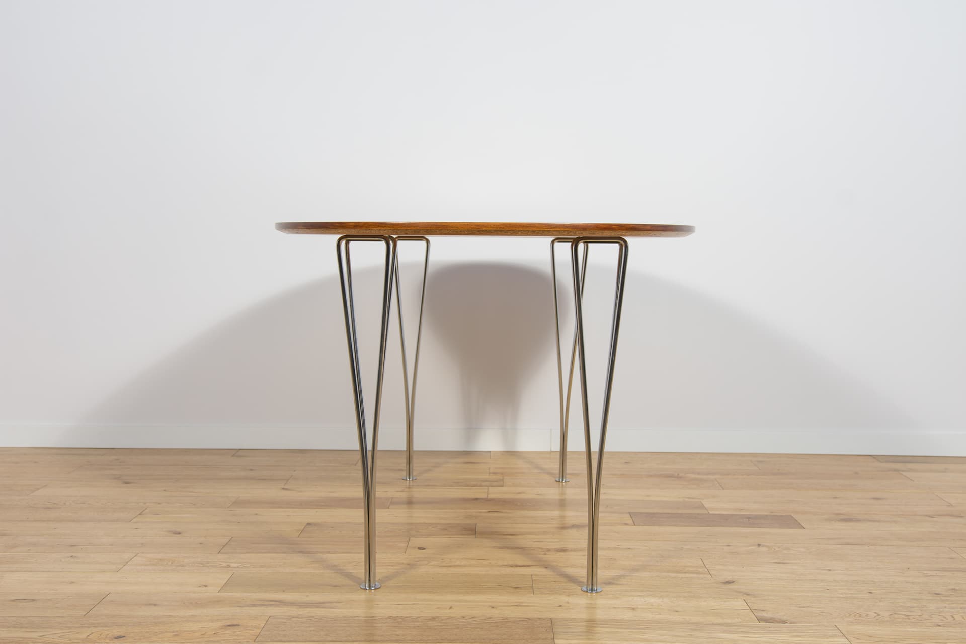 Stół Superellipse, buk jasnobrązowy, proj. P. Hein, B. Mathsson, Fritz Hansen, Dania, lata 80. - 190619