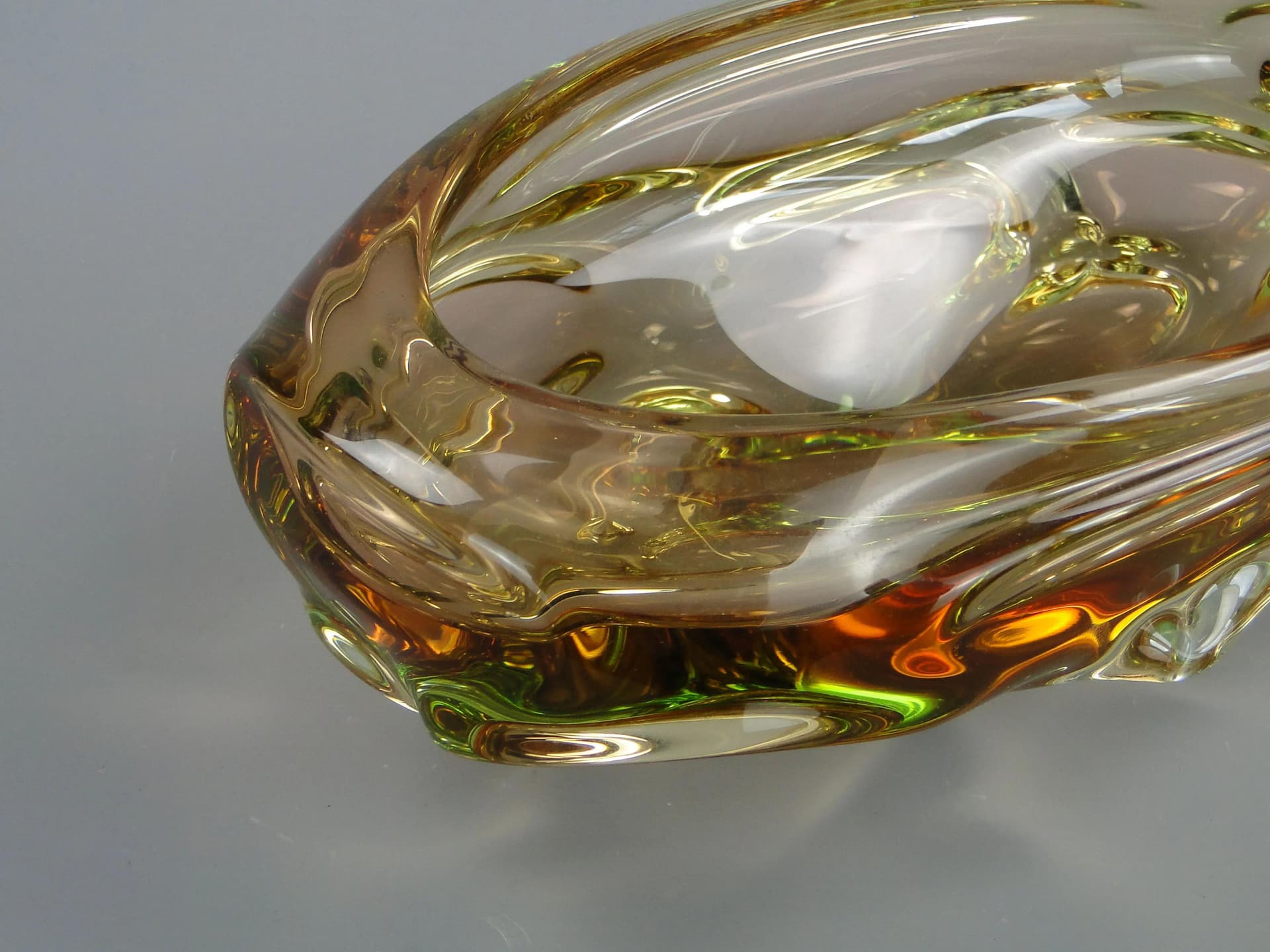 Glass centerpiece, multicolor, by J. Beranek, Skrdlovice, Czechoslovakia, 1960s. - 13278