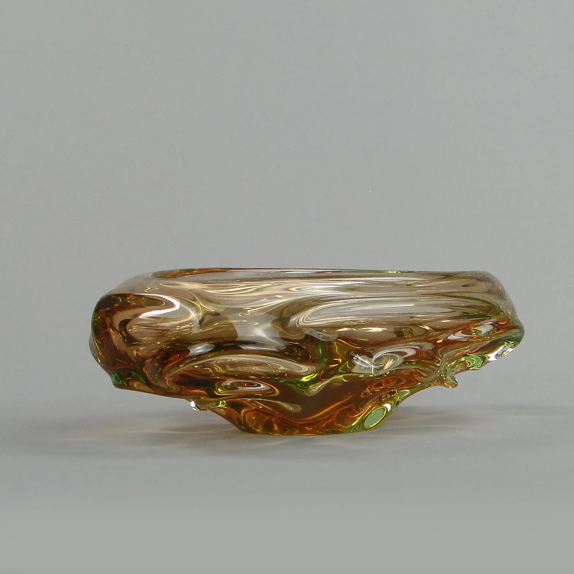 Glass centerpiece, multicolor, by J. Beranek, Skrdlovice, Czechoslovakia, 1960s. - 13276