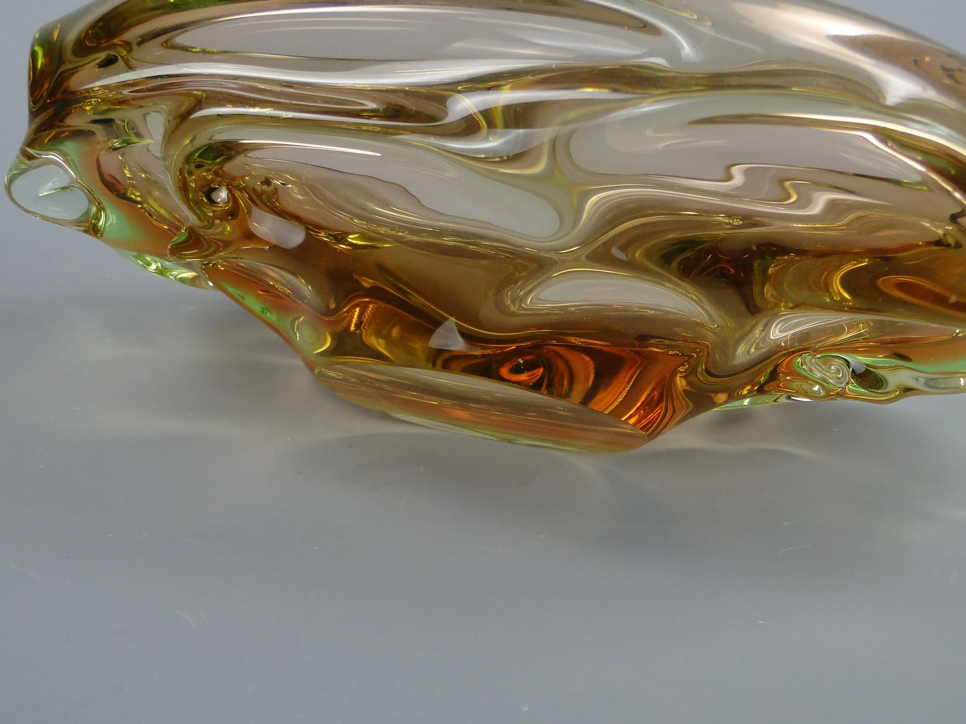 Glass centerpiece, multicolor, by J. Beranek, Skrdlovice, Czechoslovakia, 1960s. - 13279