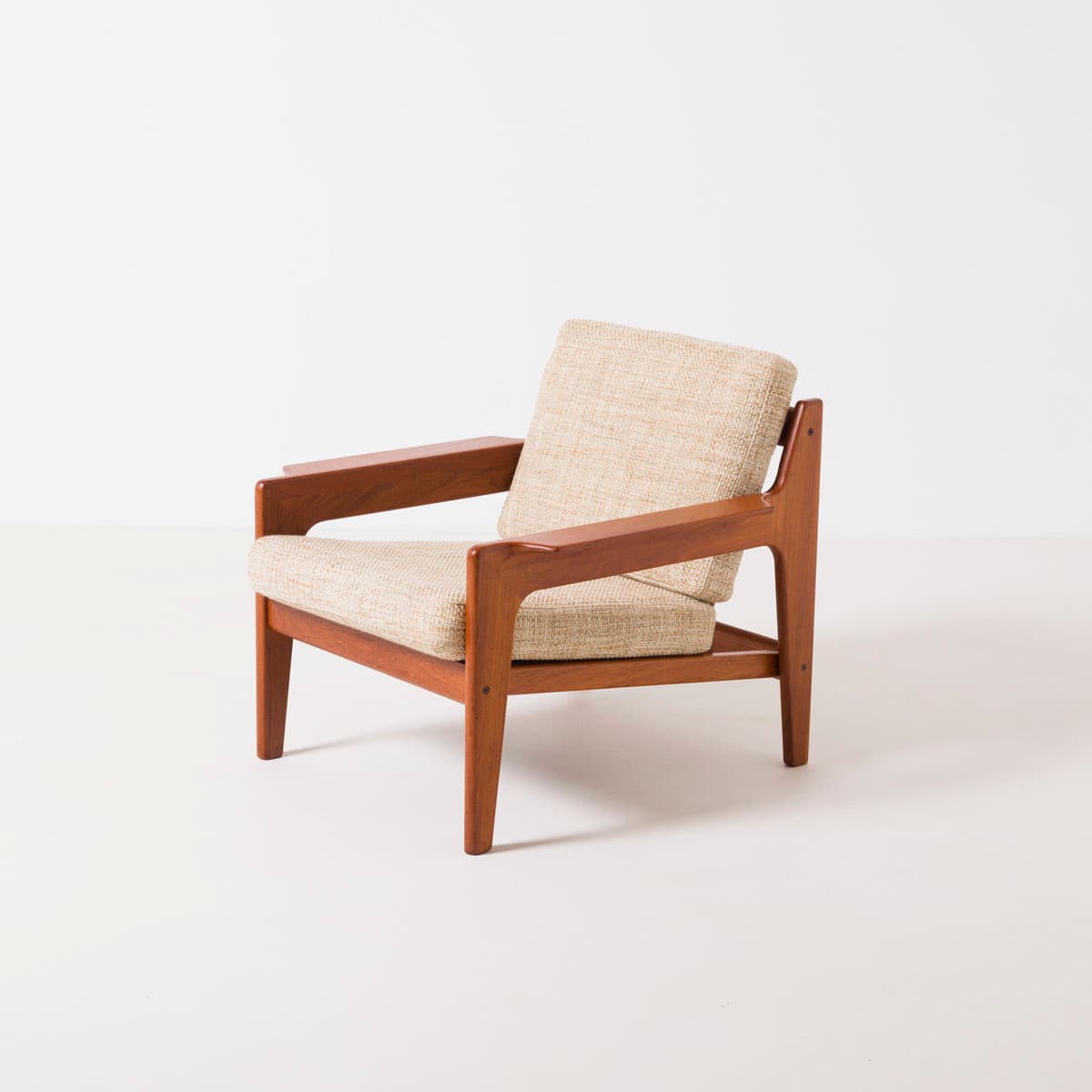 Zestaw dwóch foteli, teak beżowy, wełna beżowa, proj. A. Wahl Iversen, Komfort, Dania, lata 60. - 190654