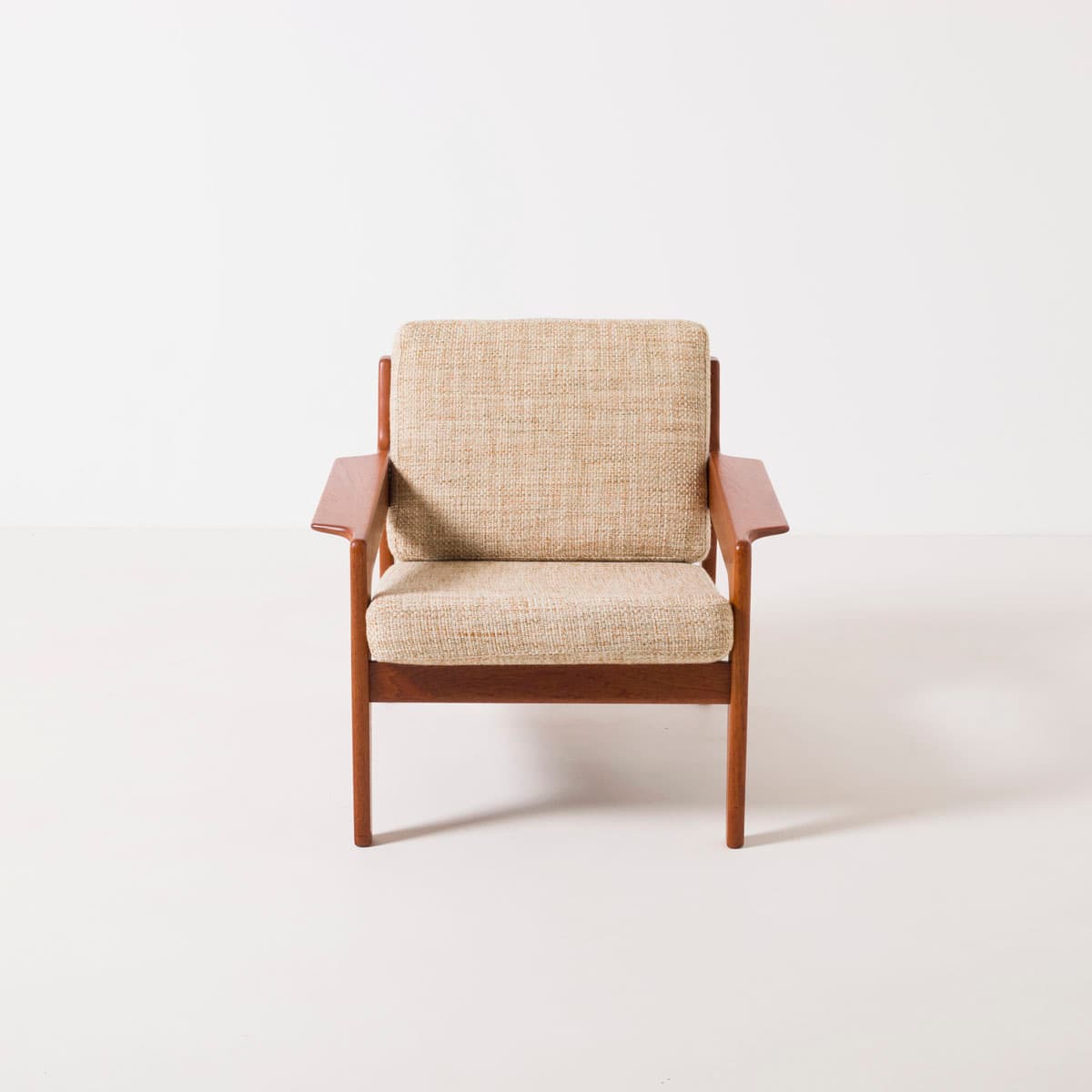 Zestaw dwóch foteli, teak beżowy, wełna beżowa, proj. A. Wahl Iversen, Komfort, Dania, lata 60. - 190660