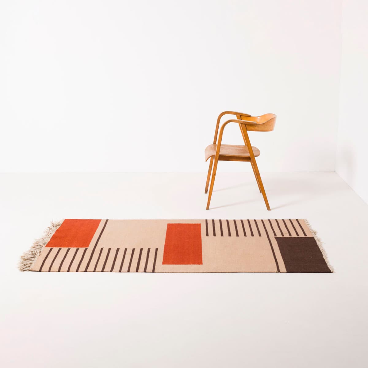 Rug Bauhaus 178x97 cm, beige wool, by A. Kybal, Czechoslovakia, 1940s. - 190682