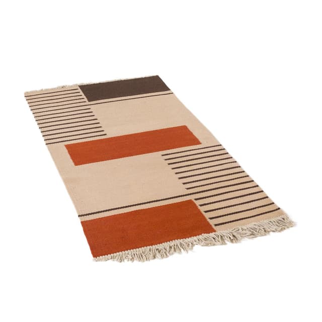 Rug Bauhaus 178x97 cm, beige wool, by A. Kybal, Czechoslovakia, 1940s. - DIMENSION