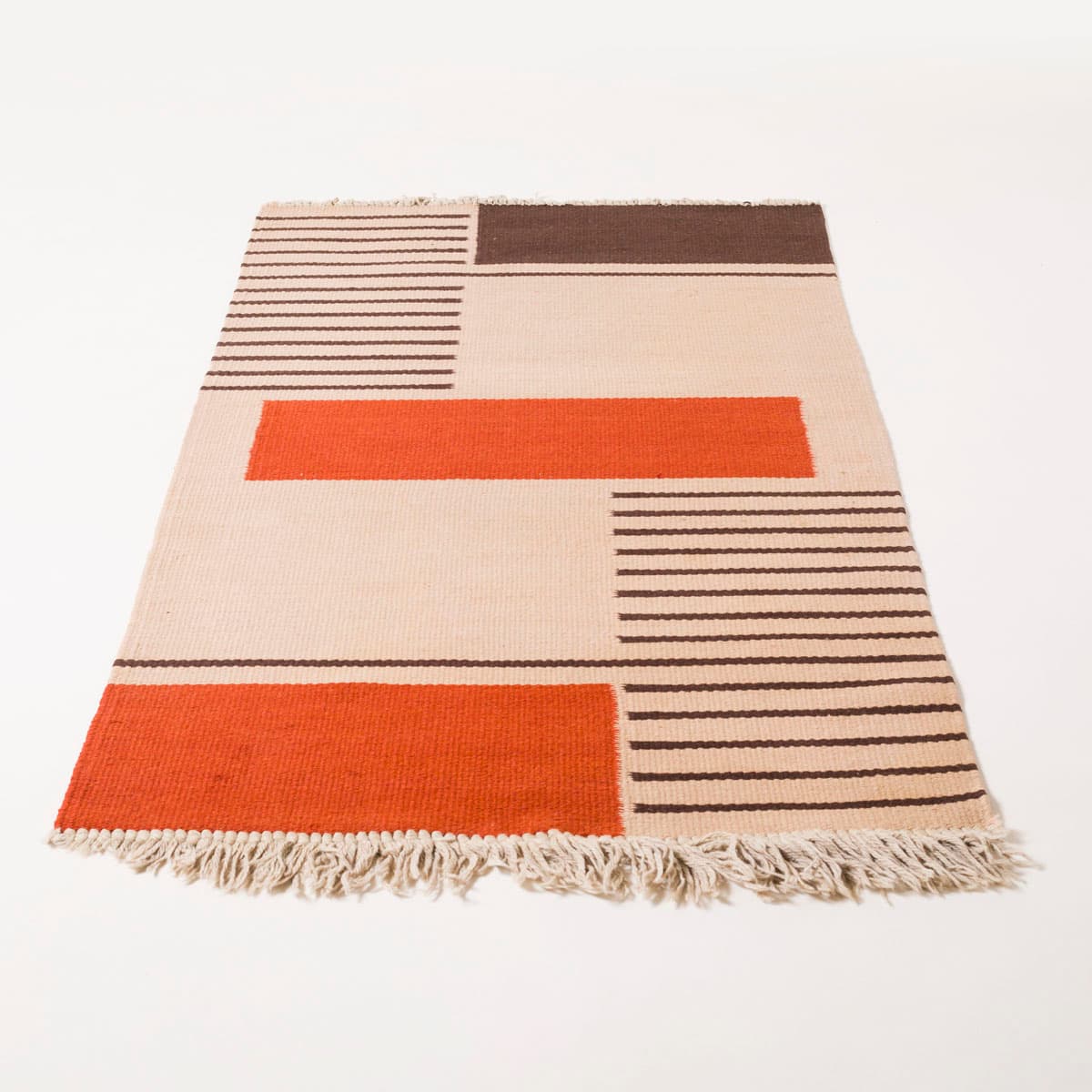 Rug Bauhaus 178x97 cm, beige wool, by A. Kybal, Czechoslovakia, 1940s. - 190678