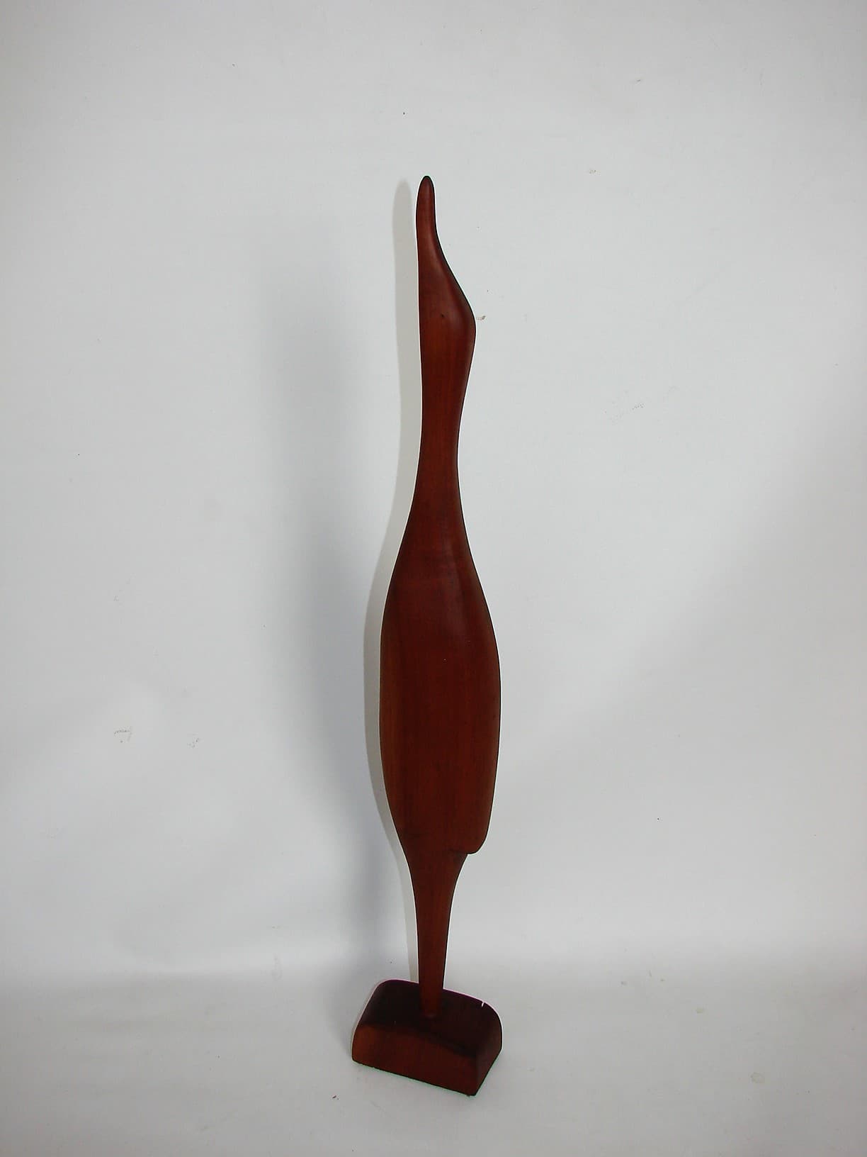 Figurka czapli, brązowy, drewno tekowe, lata 60. - 190691