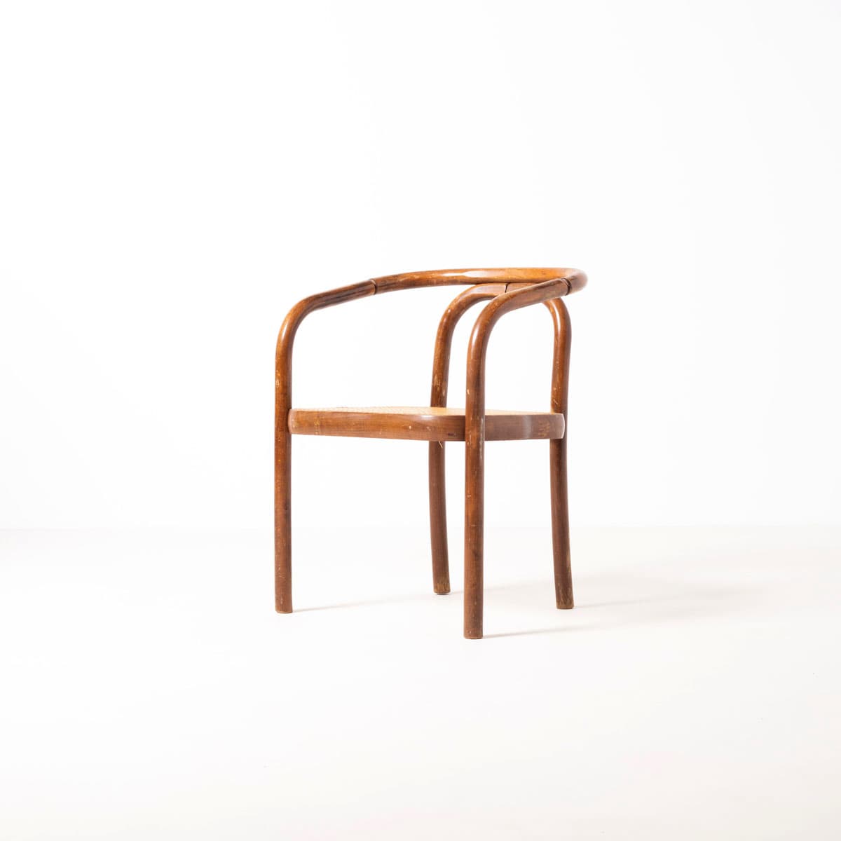 Komplet sześciu krzeseł do jadalni, buk brązowy, rattan beżowy, proj. A. Suman, TON, Czechosłowacja, lata 60. - 190710